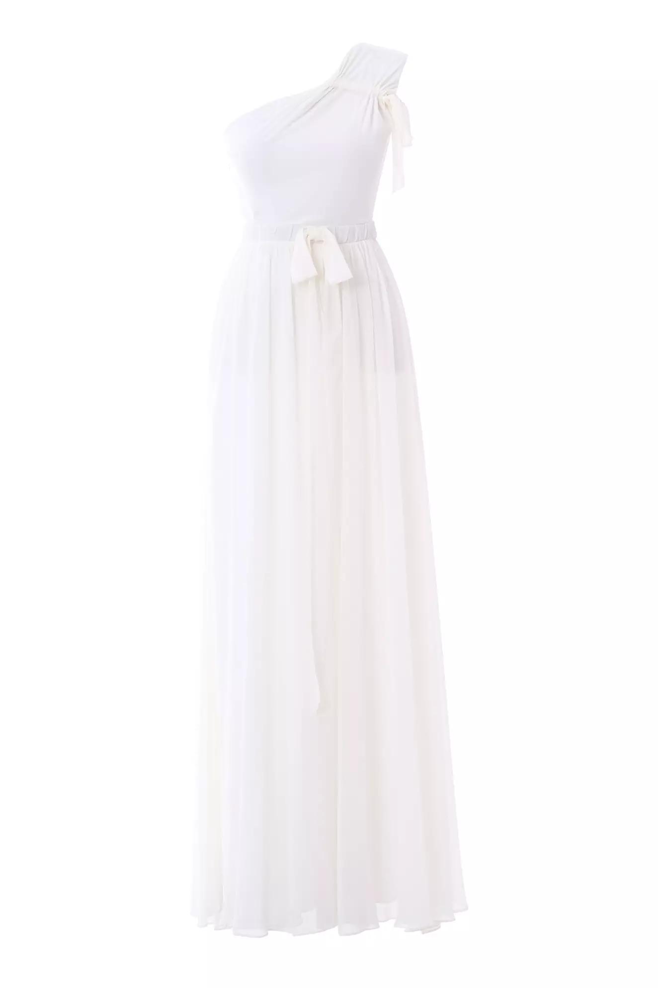 White sifon sleeveless long dress