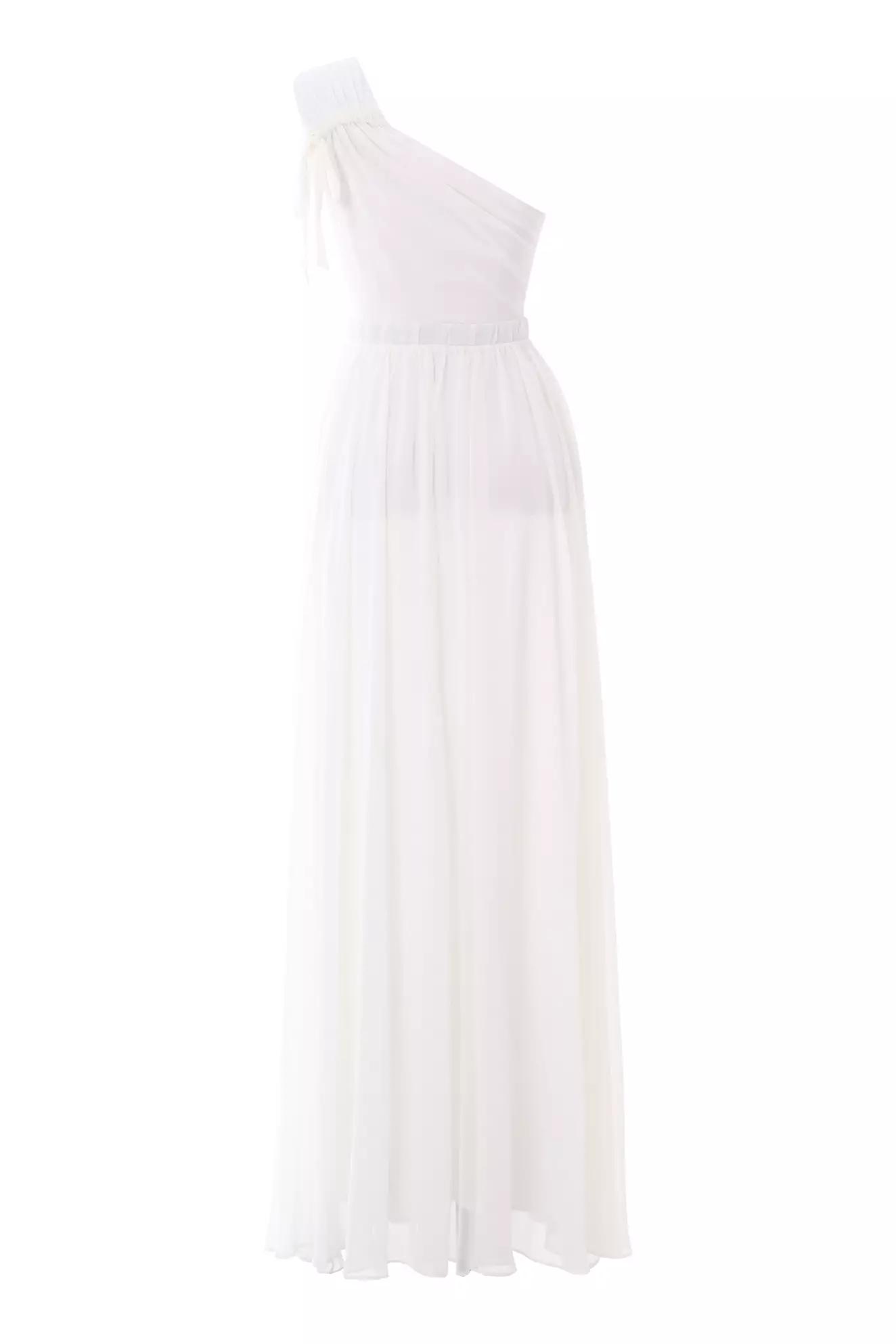 White sifon sleeveless long dress