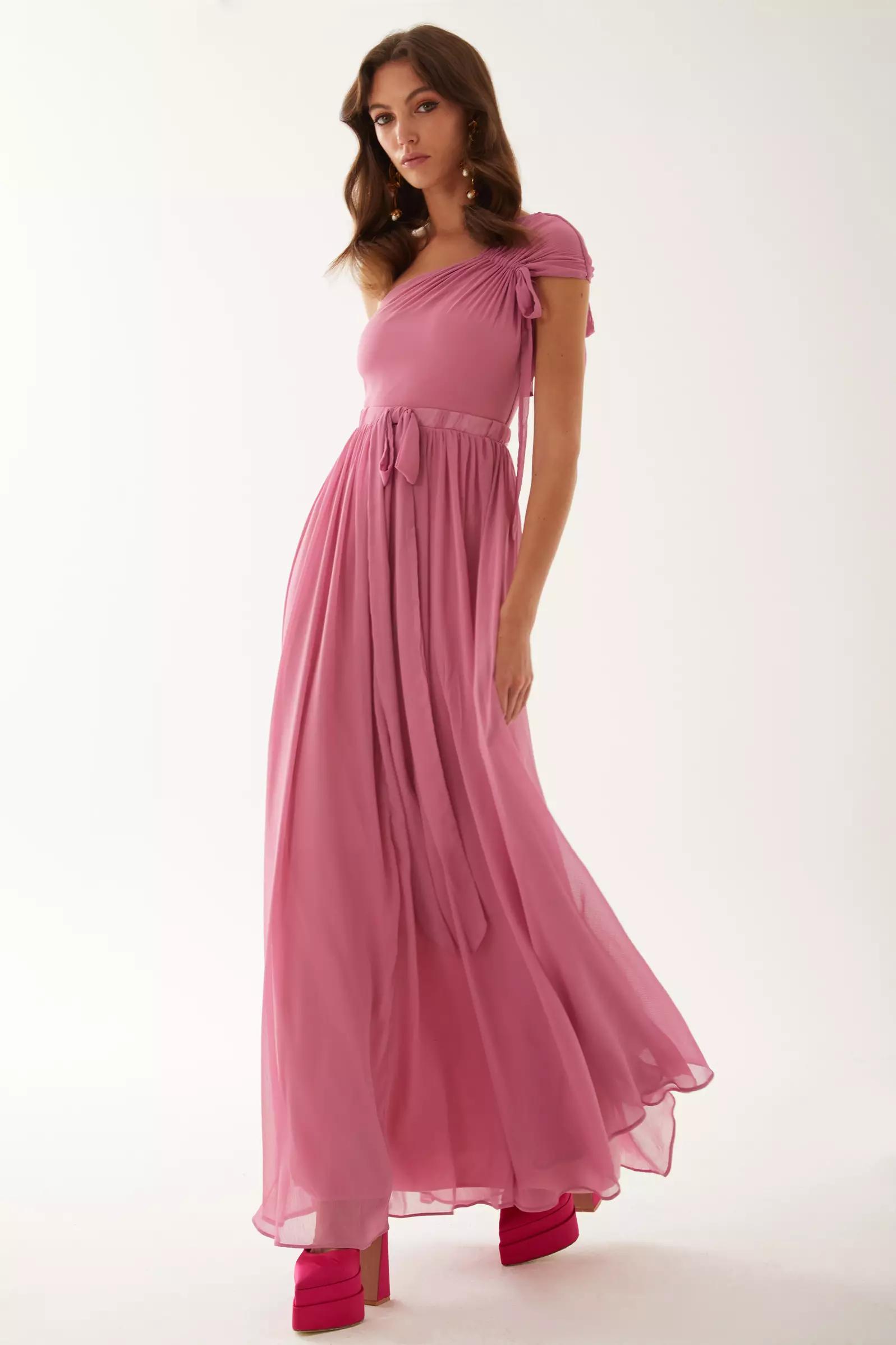 Dried rose sifon sleeveless long dress