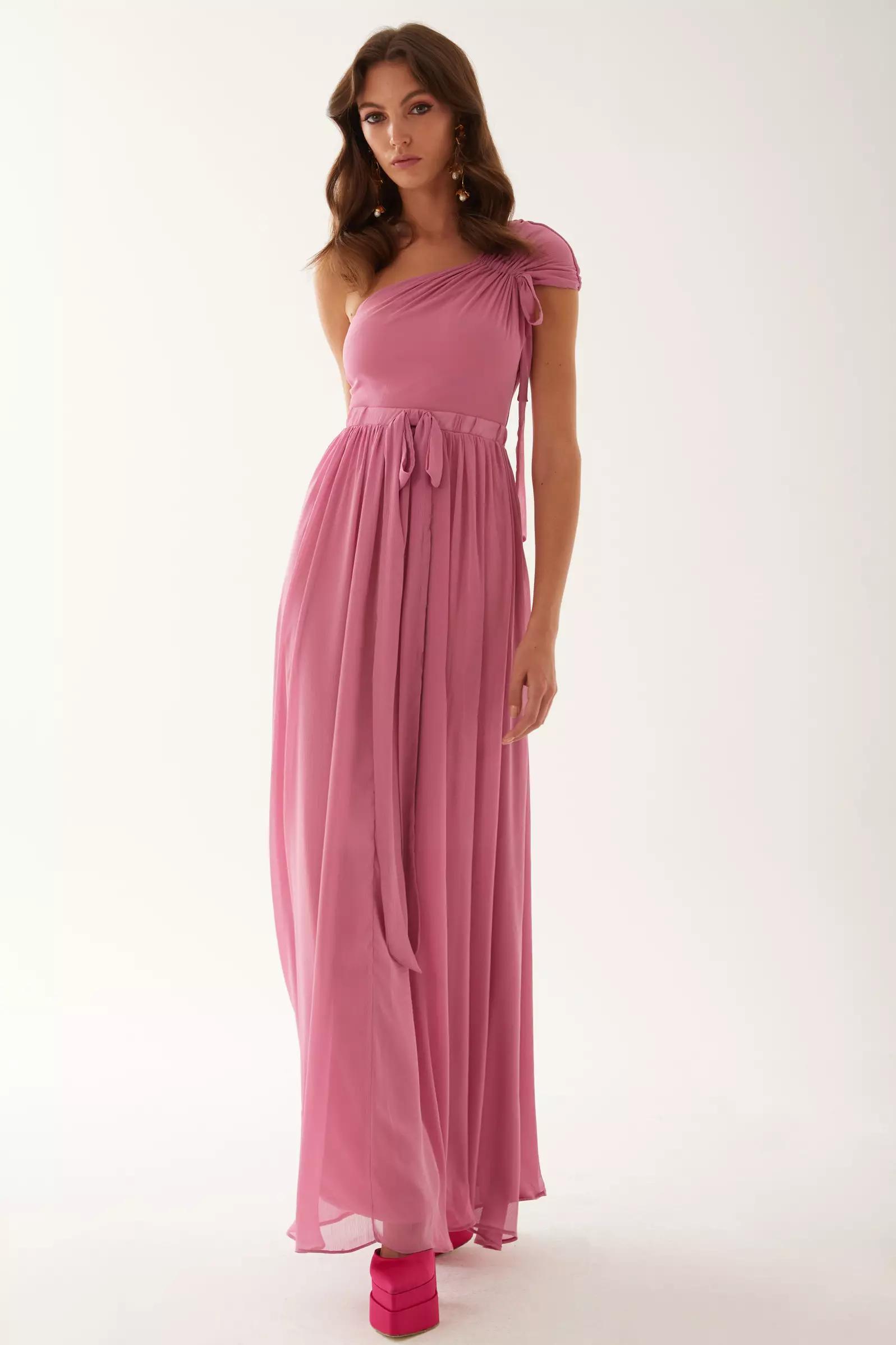 Dried rose sifon sleeveless long dress