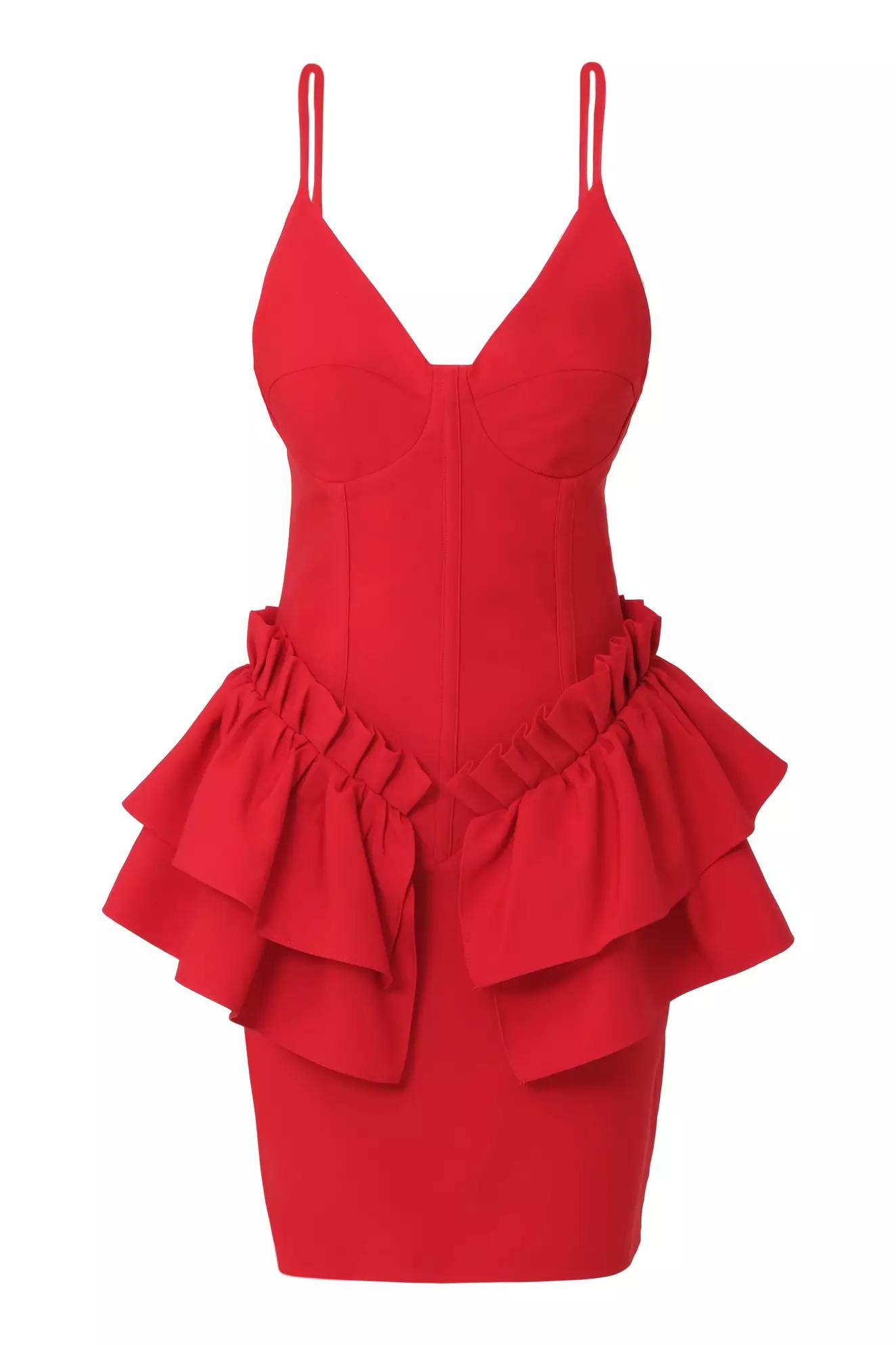 Red crepe sleeveless mini dress