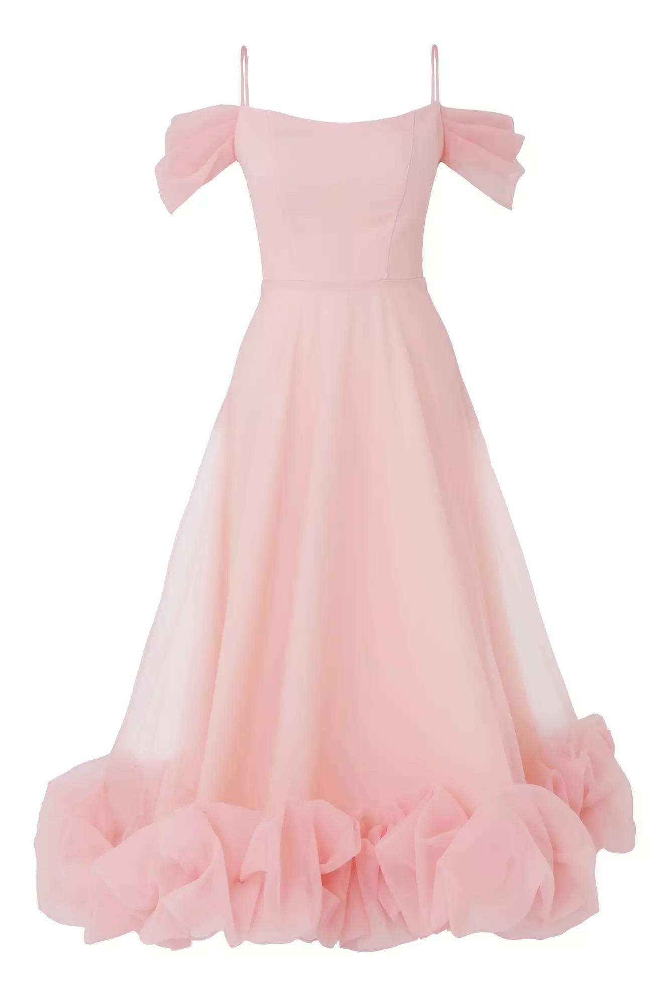 Blush tulle sleeveless long dress