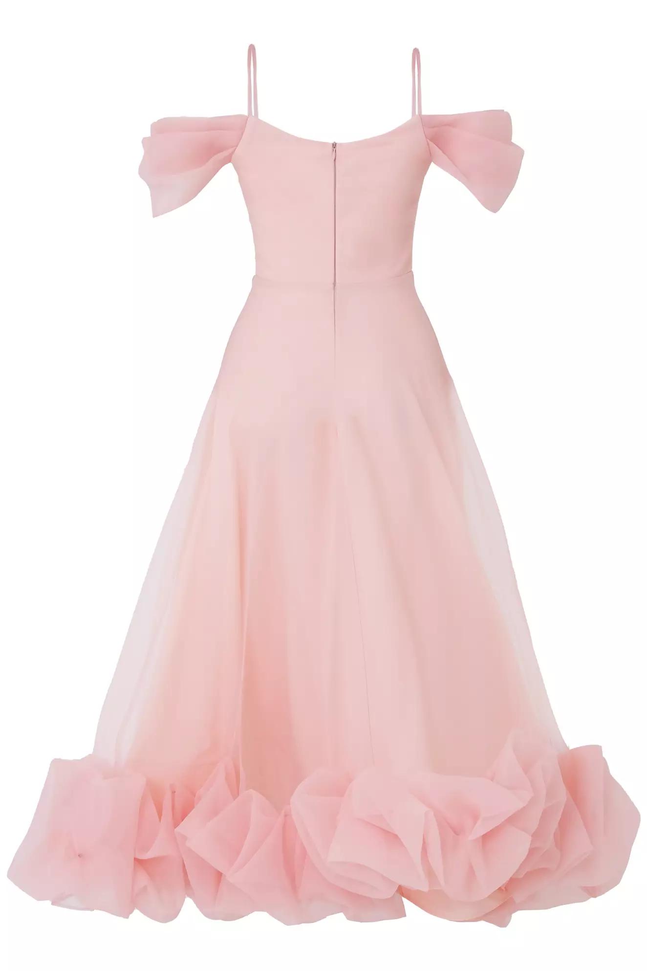 Blush tulle sleeveless long dress