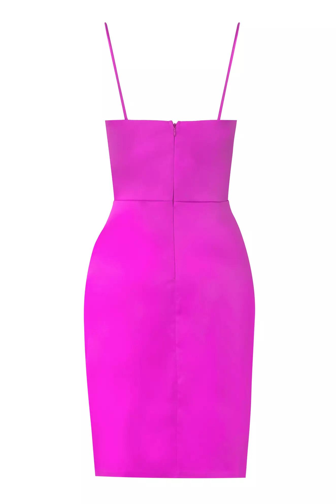 Fuchsia satin sleeveless mini dress