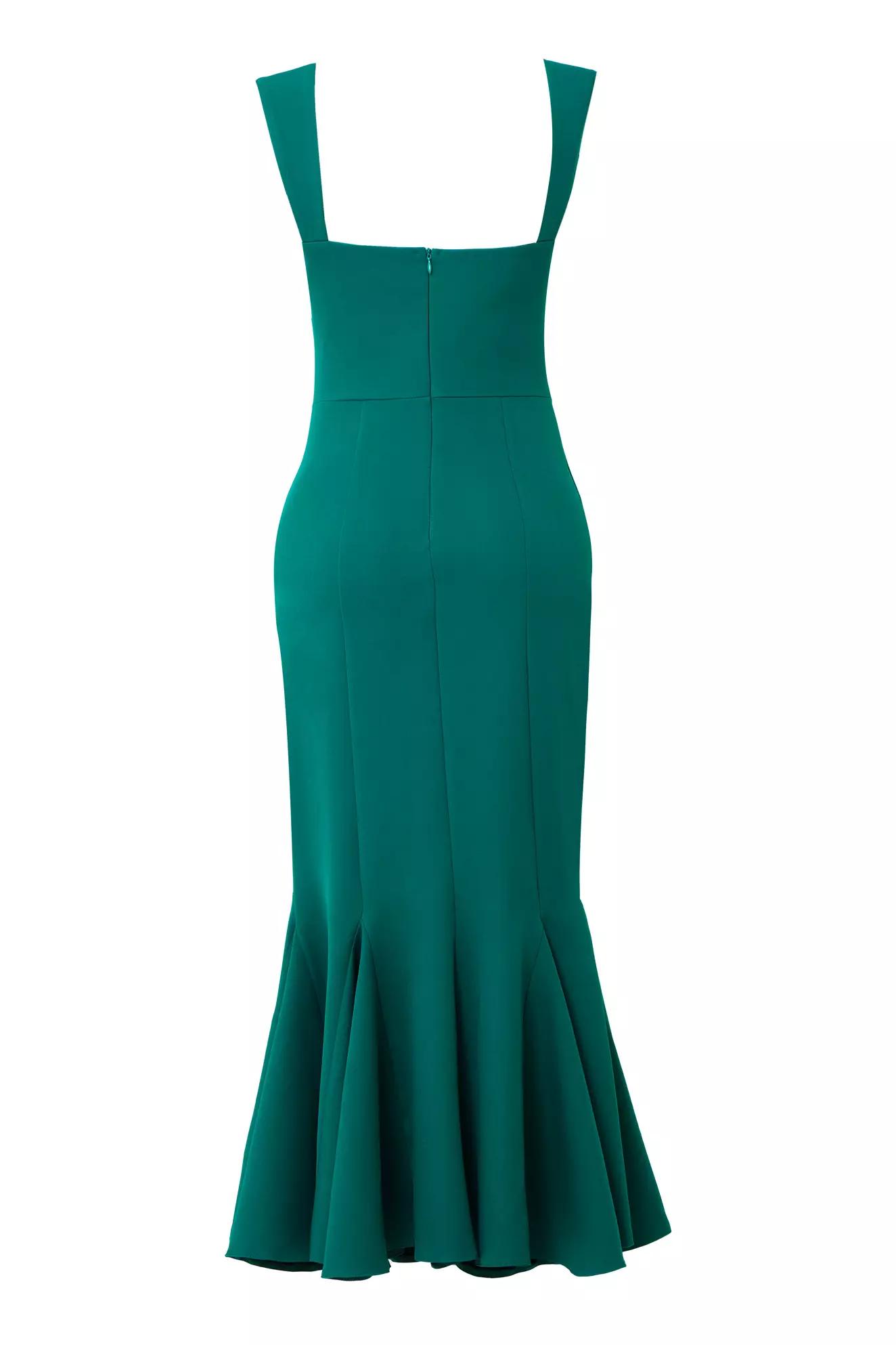 Green crepe sleeveless long dress