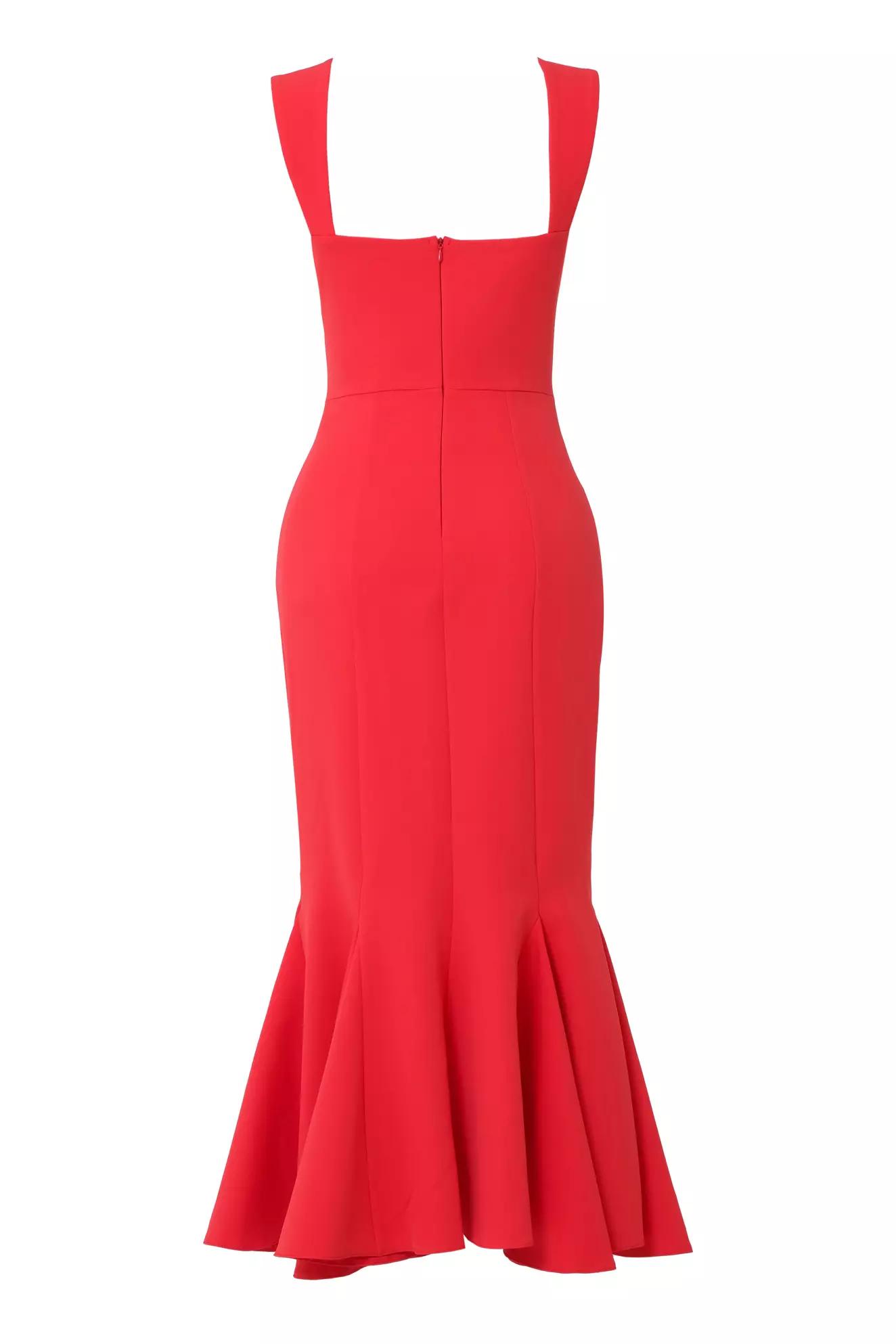 Red crepe sleeveless long dress