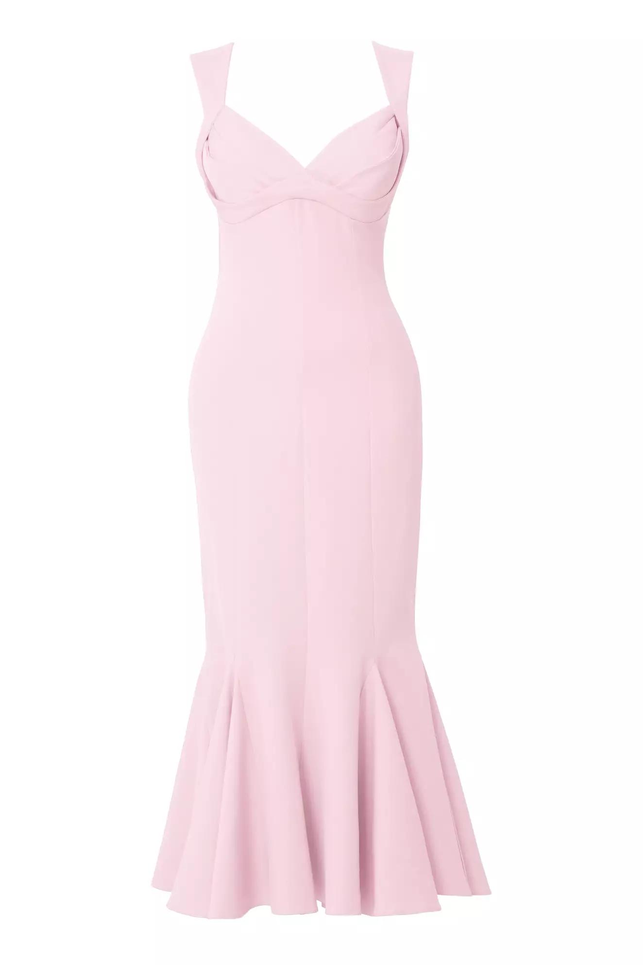 Blush crepe sleeveless long dress