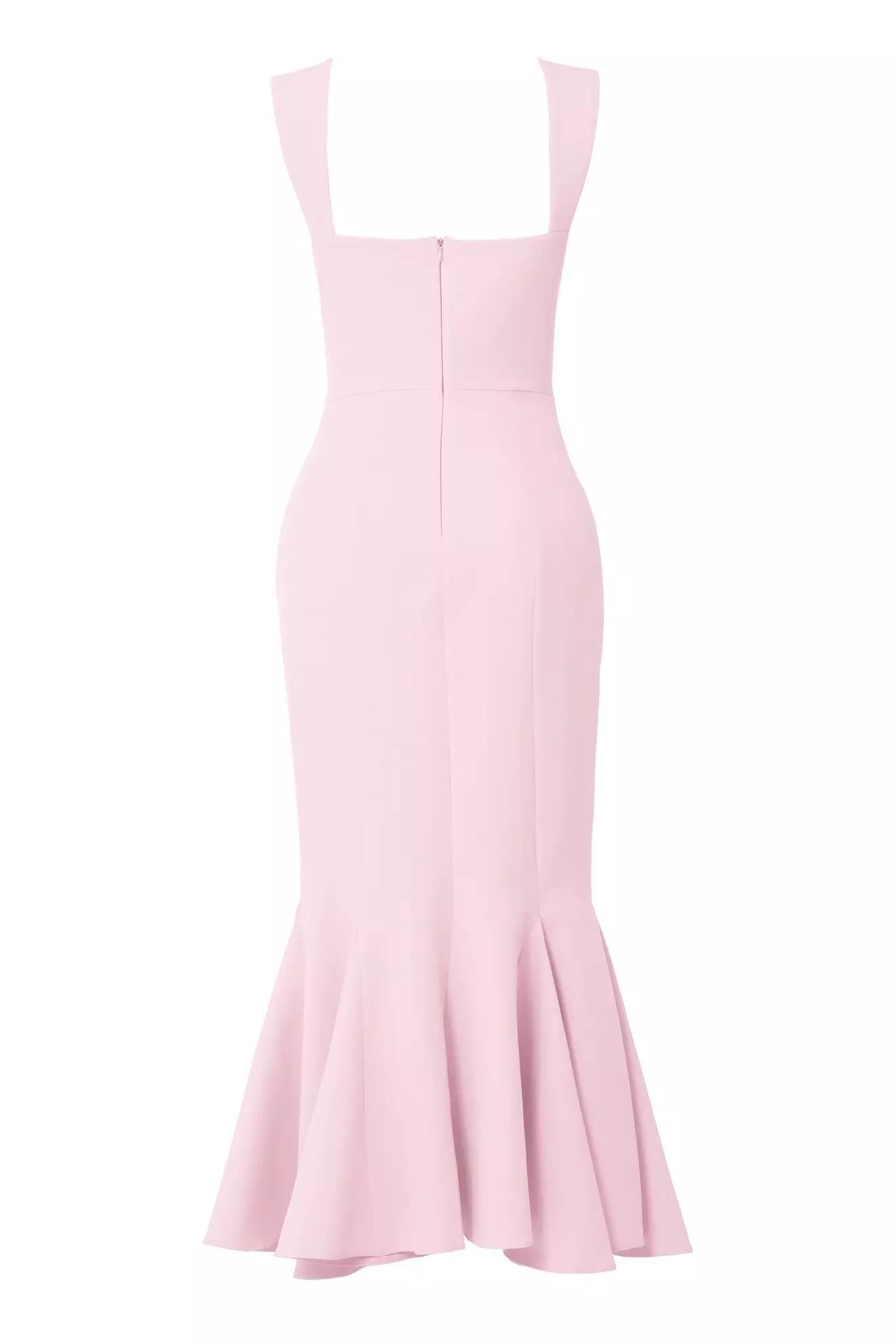 Blush crepe sleeveless long dress