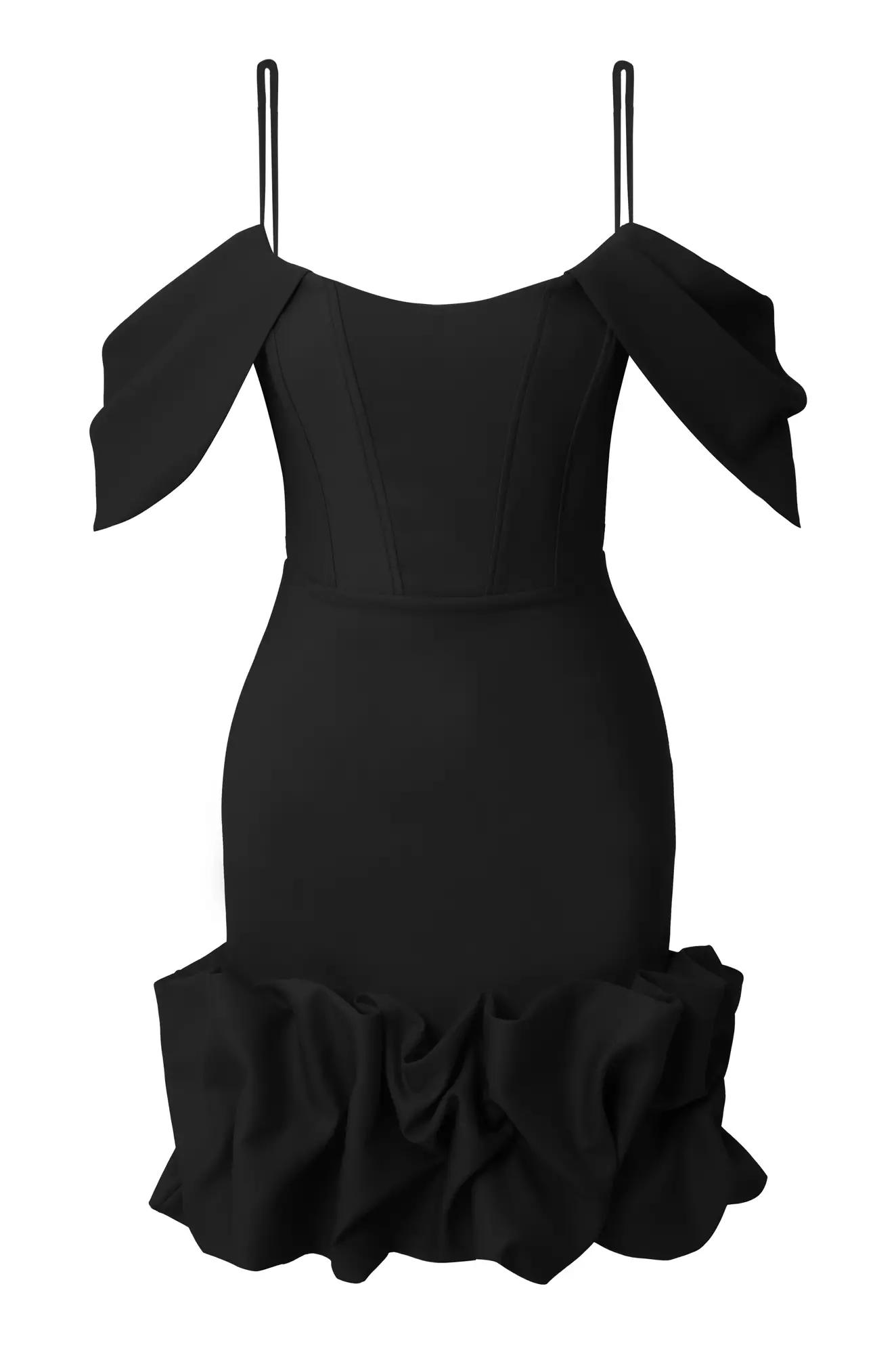 Black crepe sleeveless mini dress