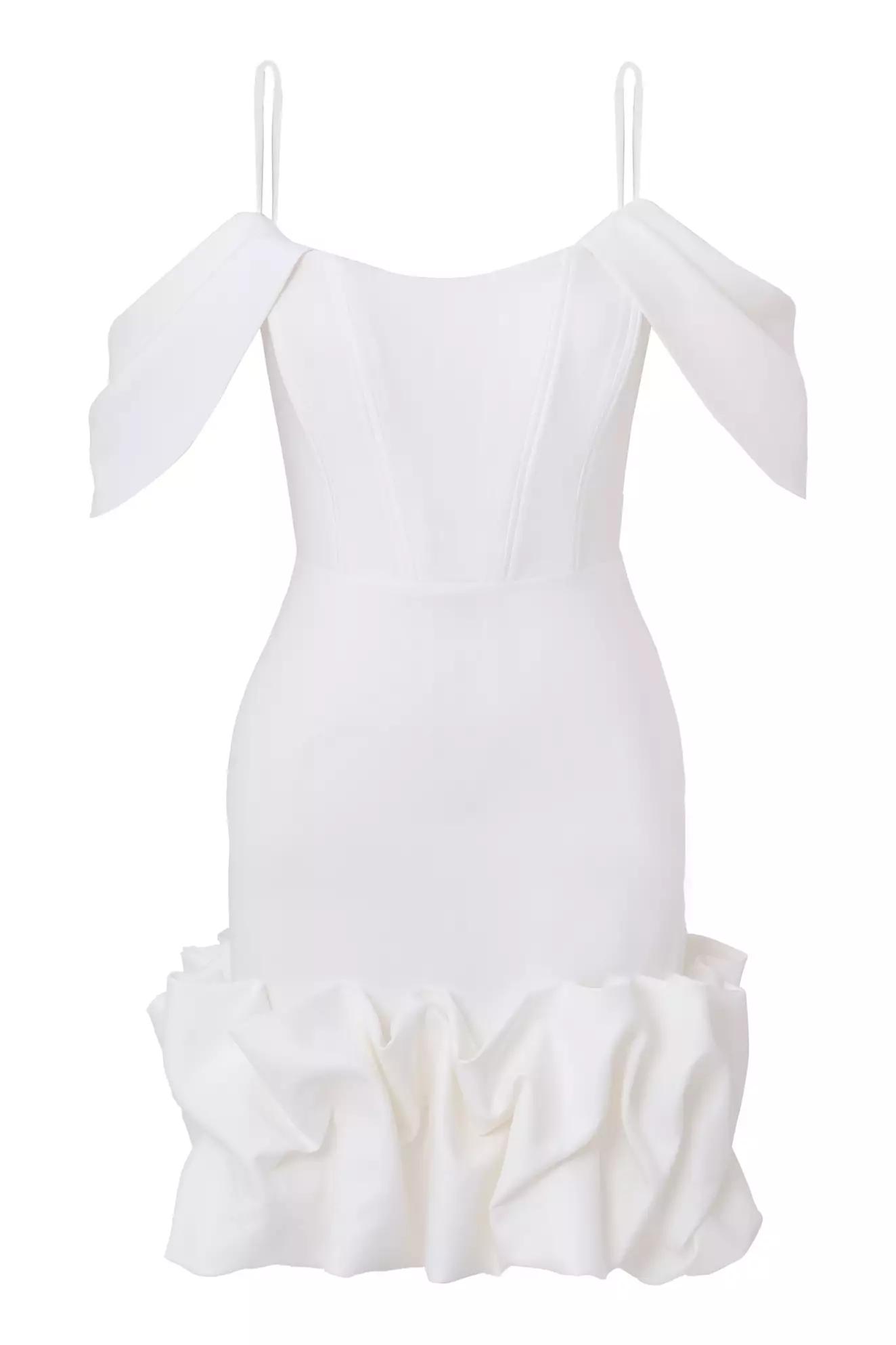 White crepe sleeveless mini dress