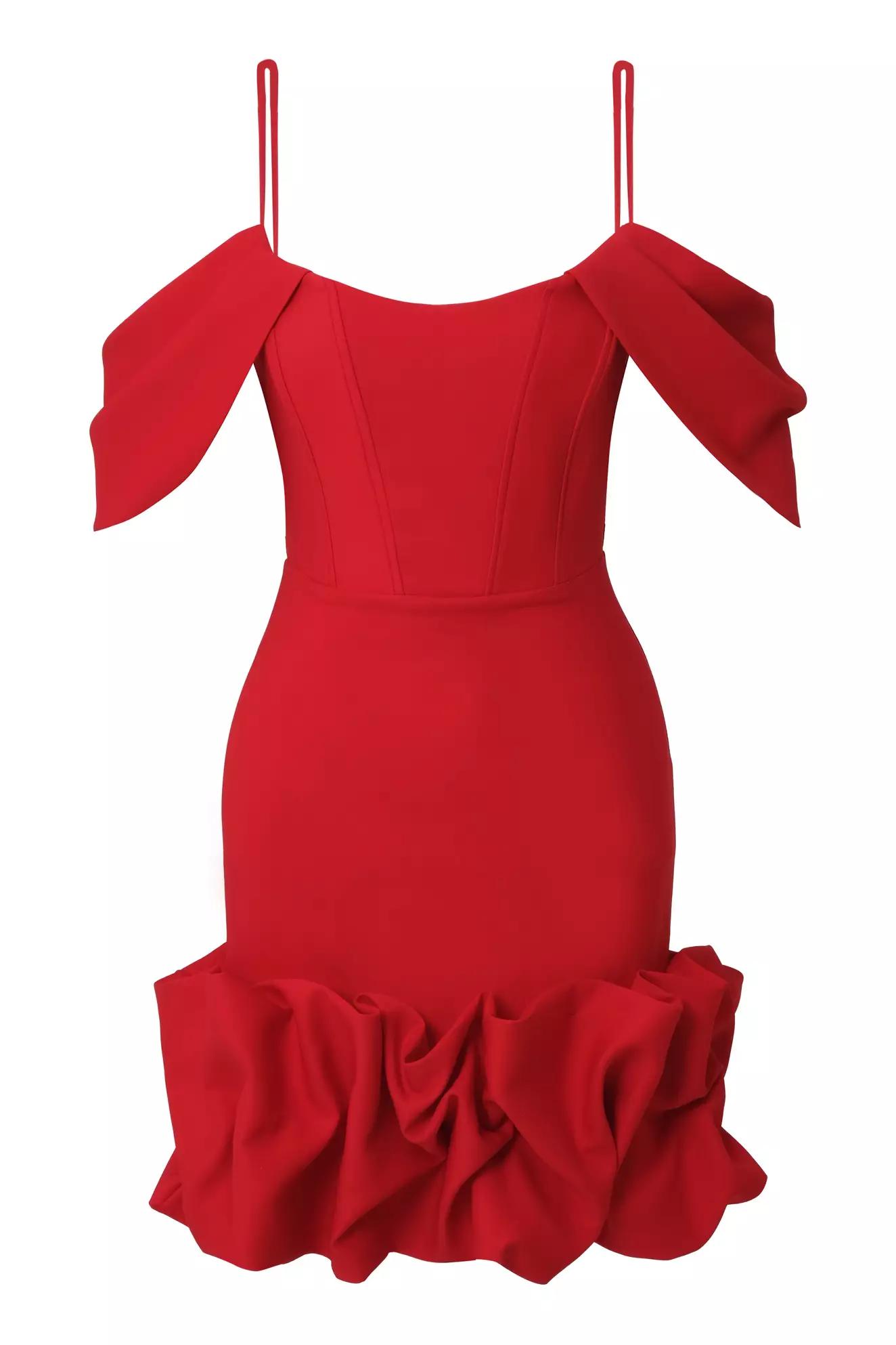 Red crepe sleeveless mini dress