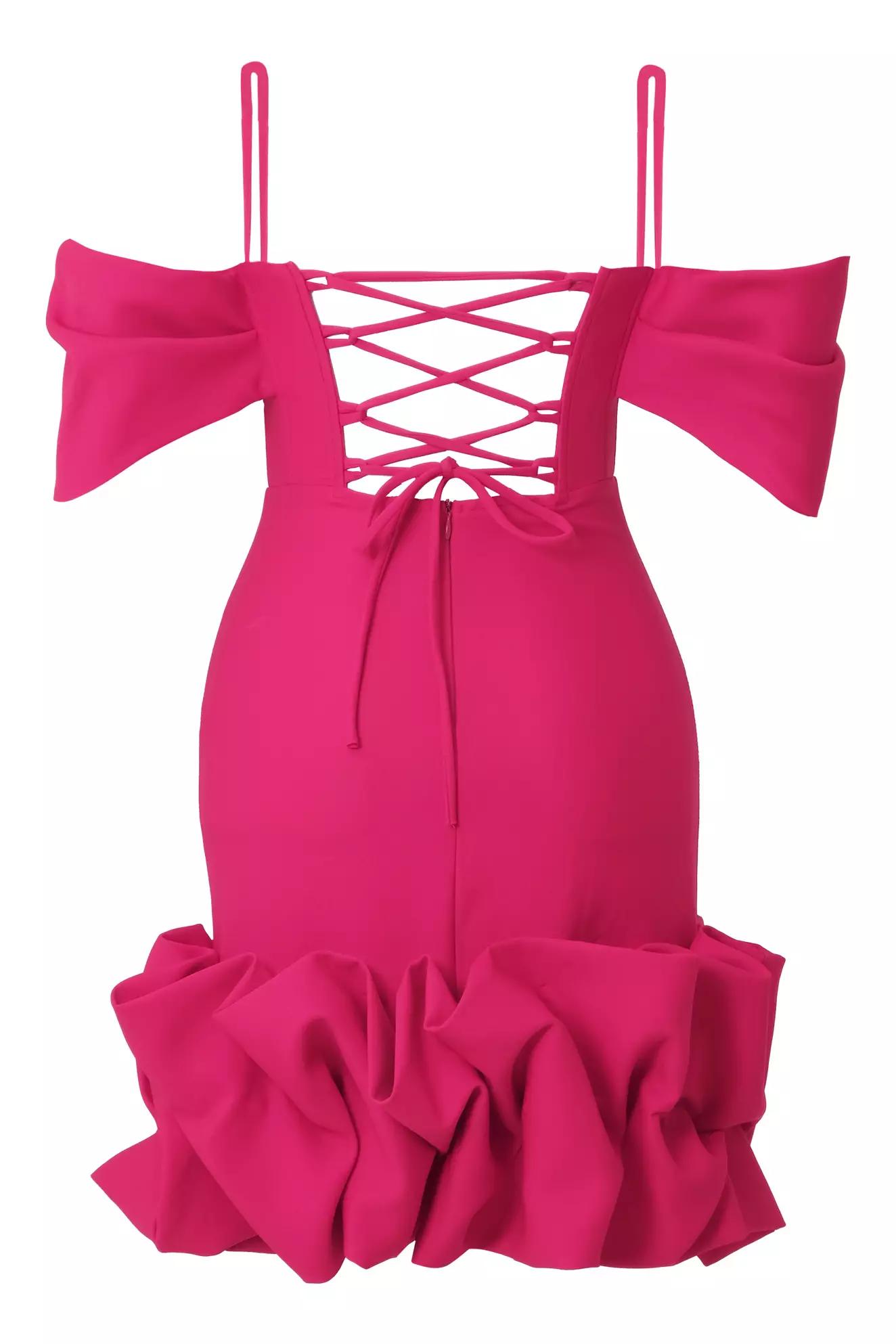 Fuchsia crepe sleeveless mini dress