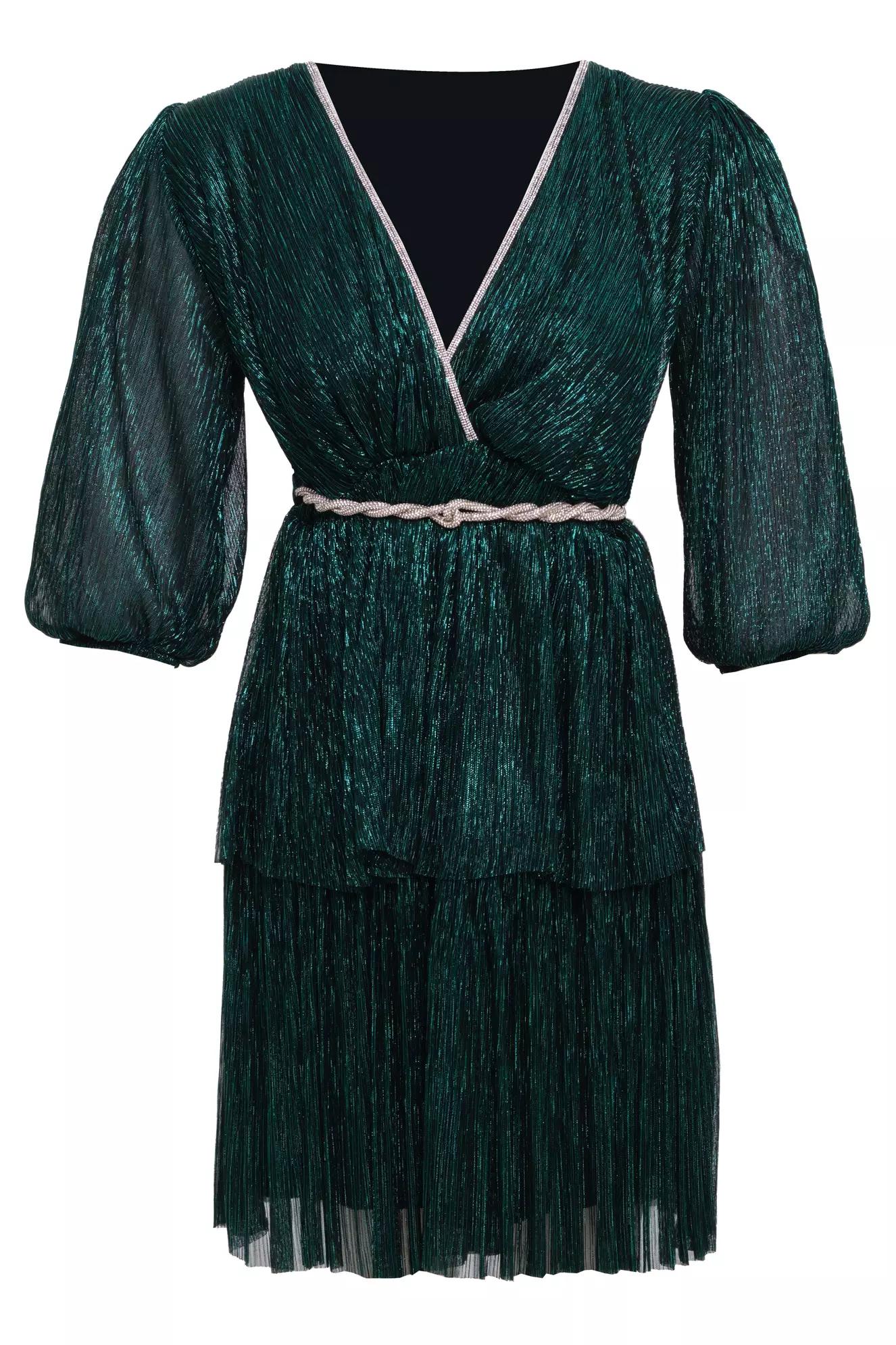 Green moonlight kapri kol mini dress