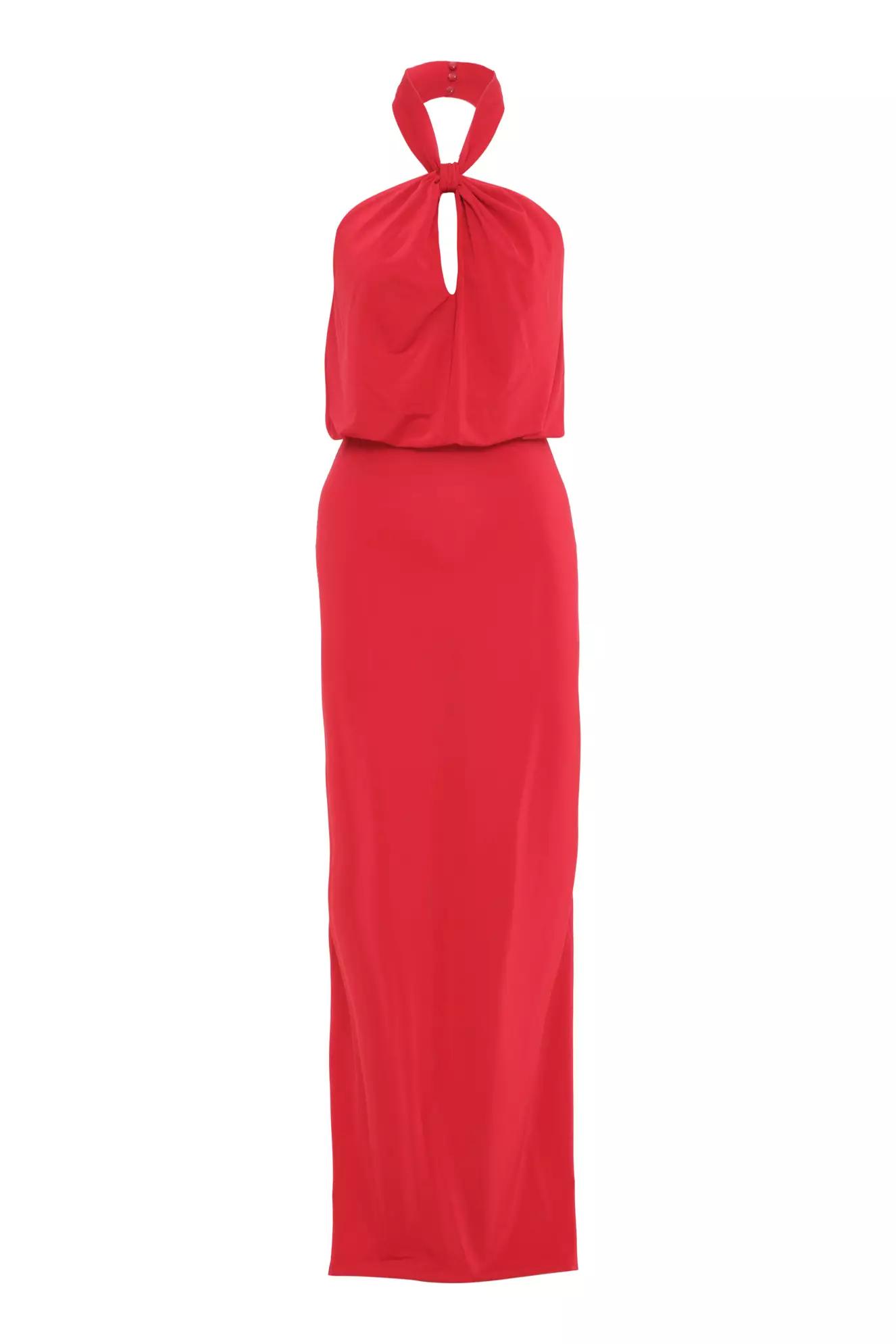 Red sendy sleeveless long dress