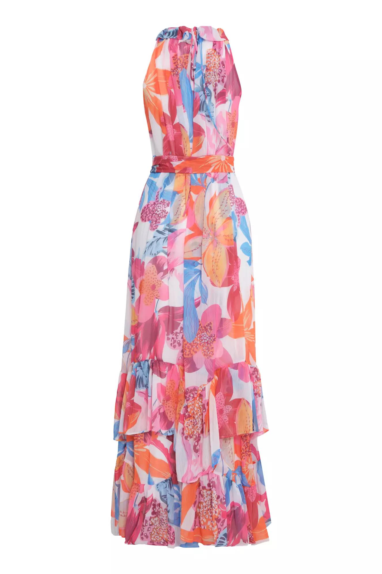 Printed sifon sleeveless maxi dress