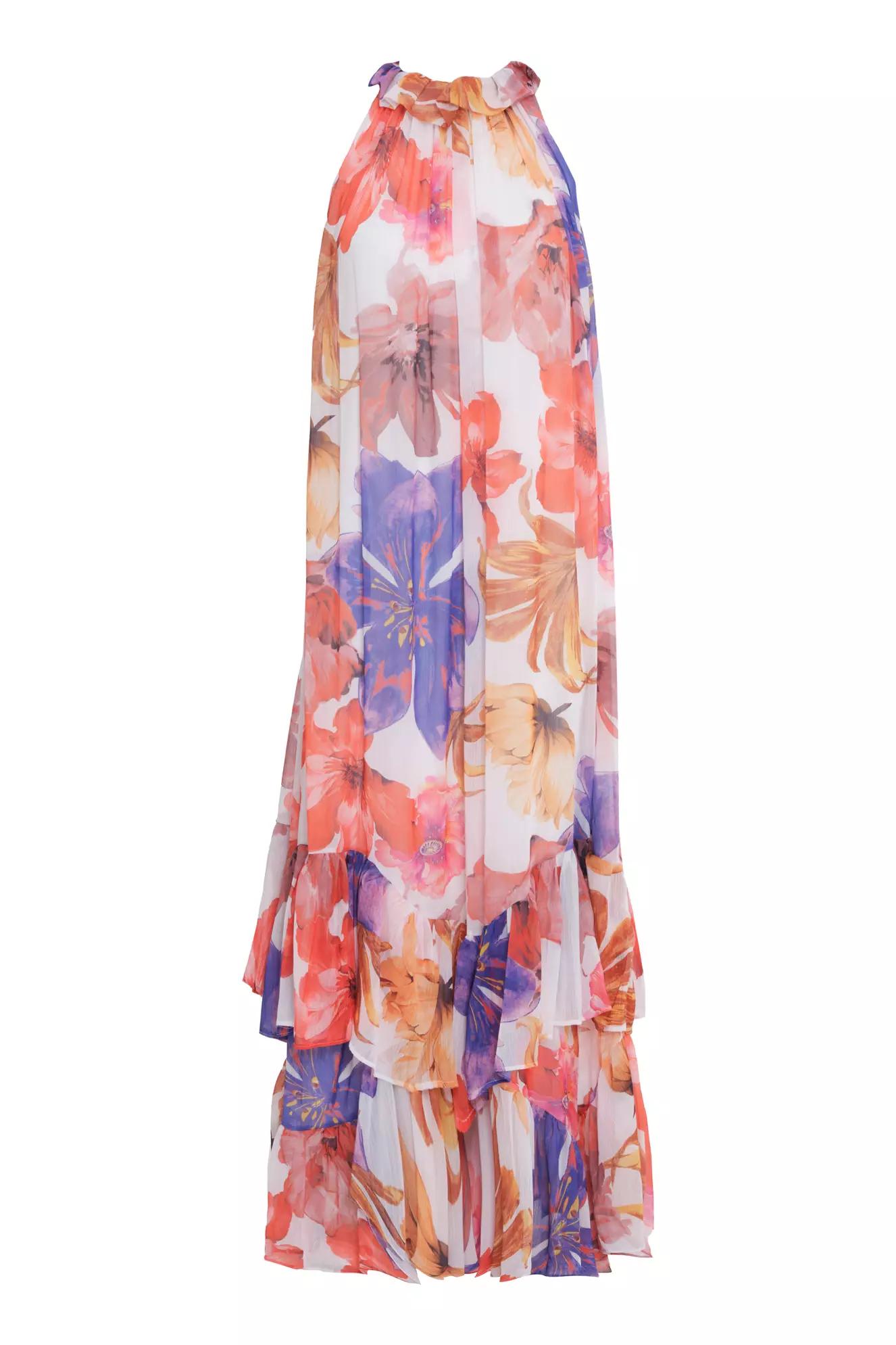 Printed sifon sleeveless maxi dress