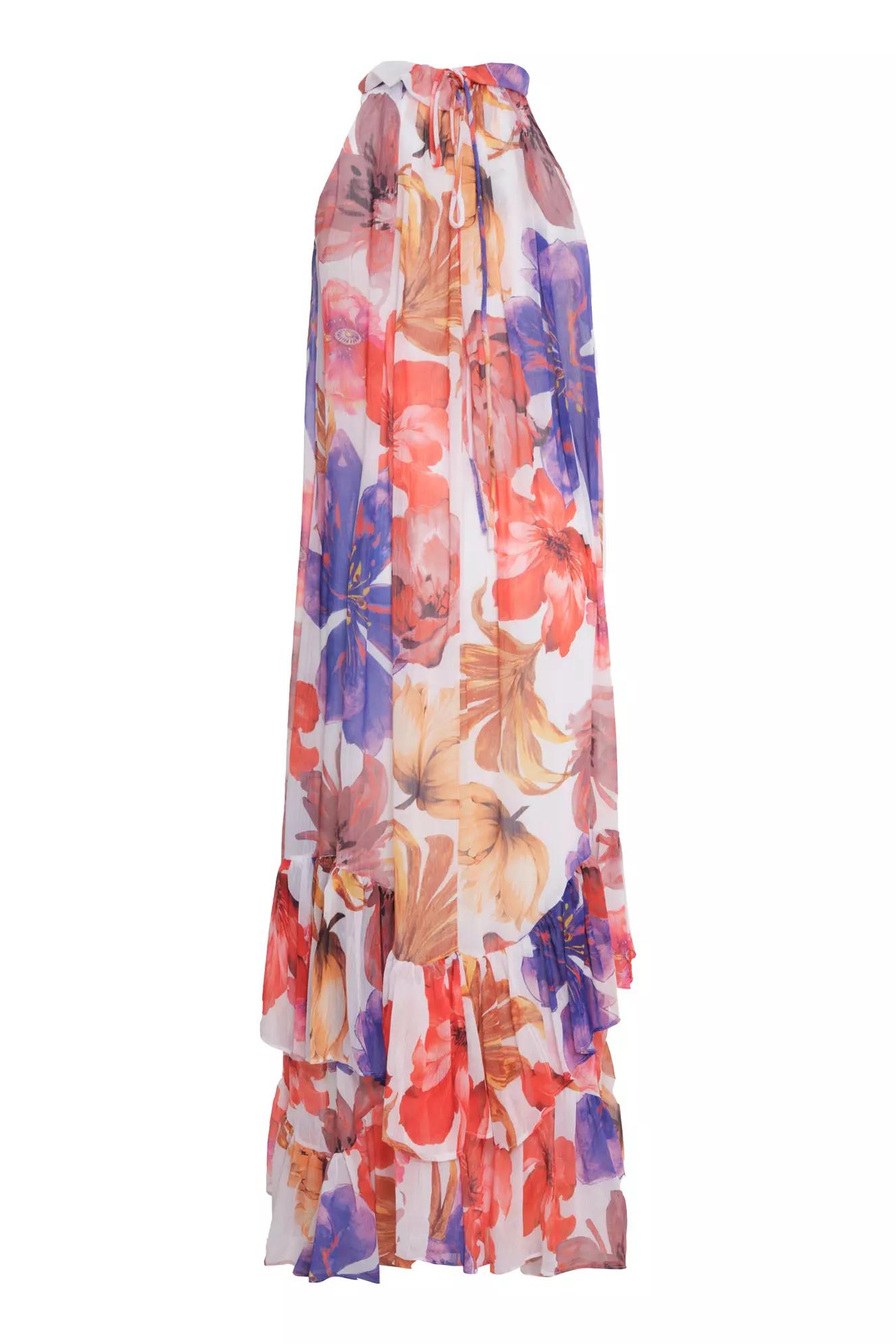 Printed sifon sleeveless maxi dress