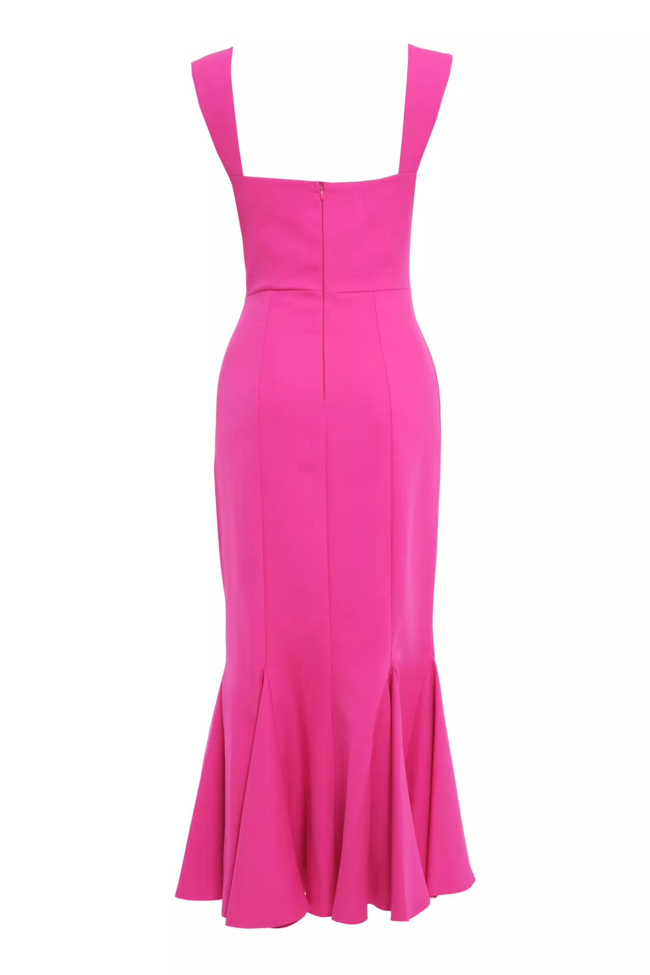 Fuchsia crepe sleeveless long dress