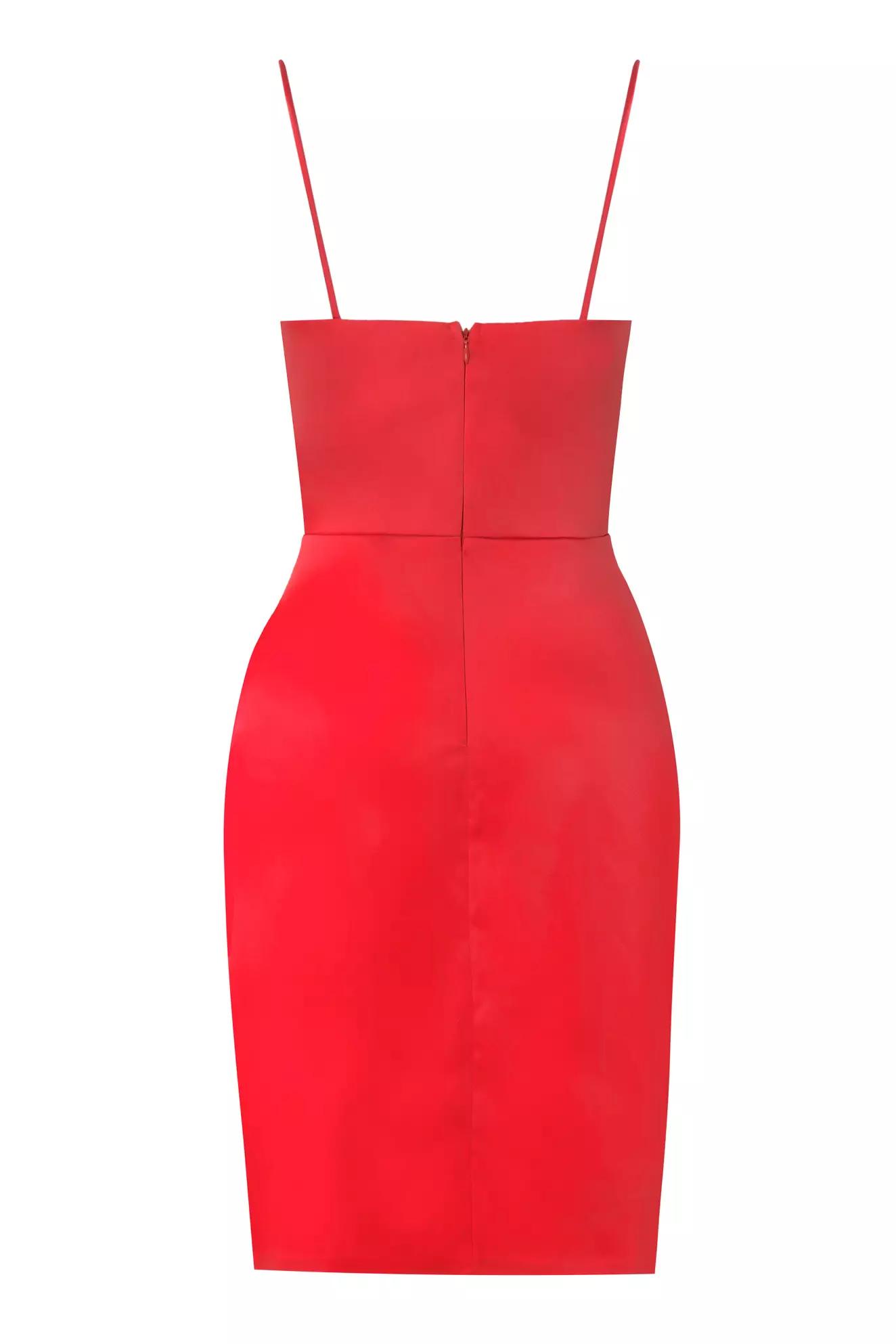 Red satin sleeveless mini dress