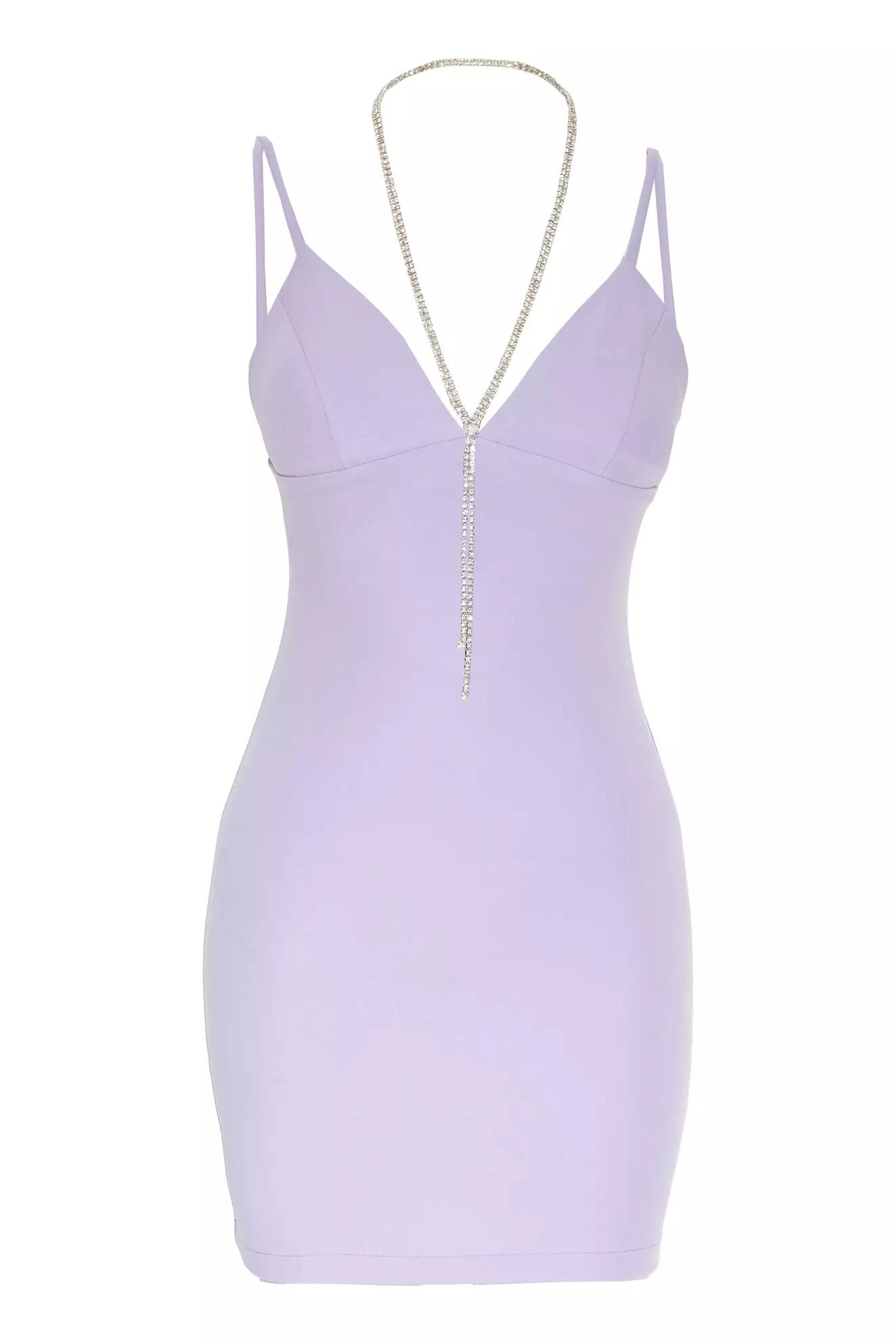 Lilac plus size crepe sleeveless mini dress