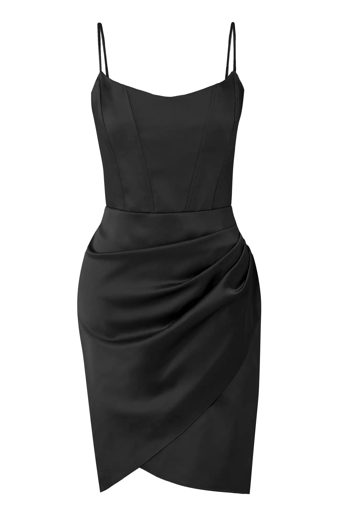 Black plus size satin sleeveless mini dress