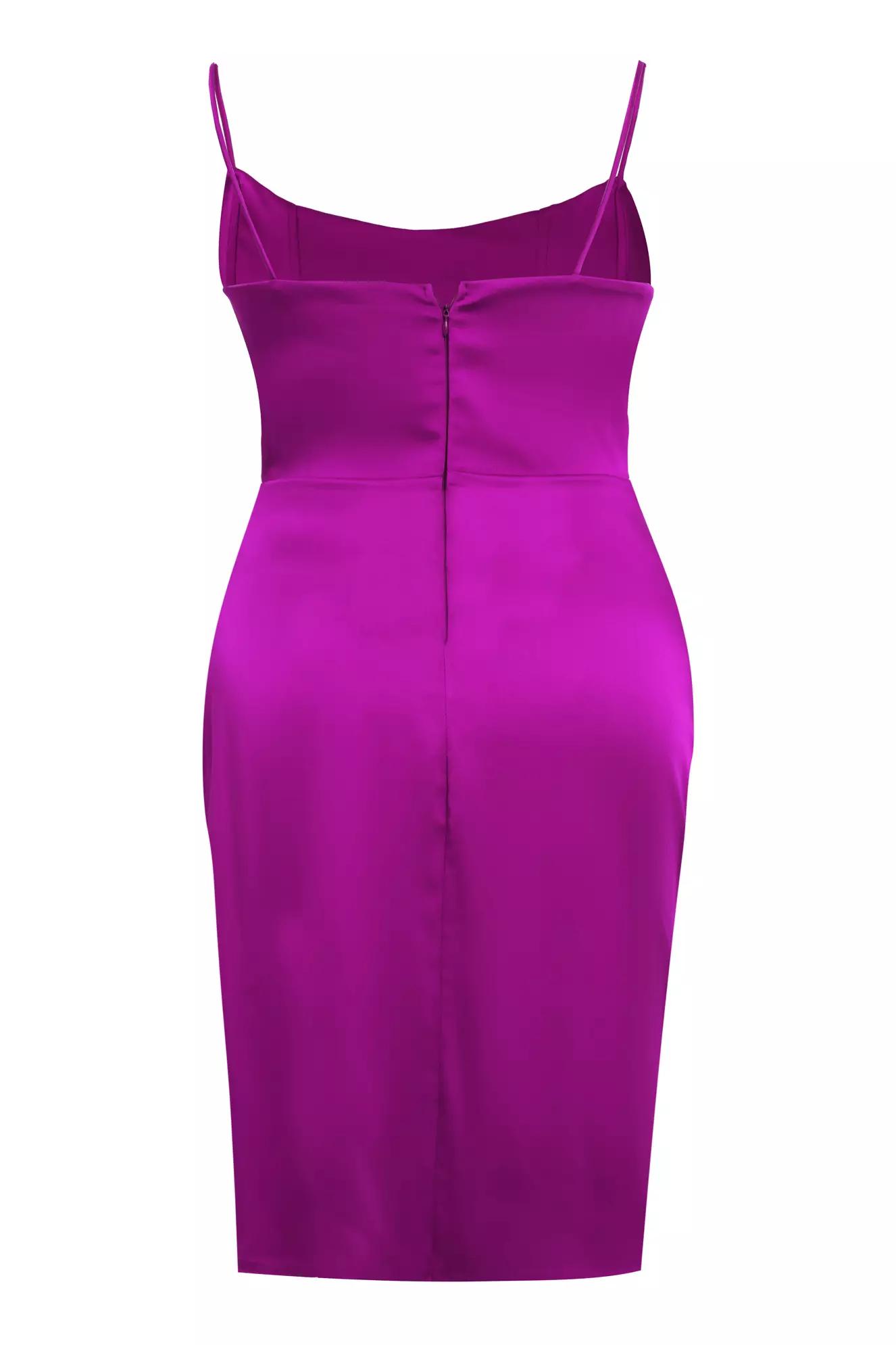 Fuchsia plus size satin sleeveless mini dress