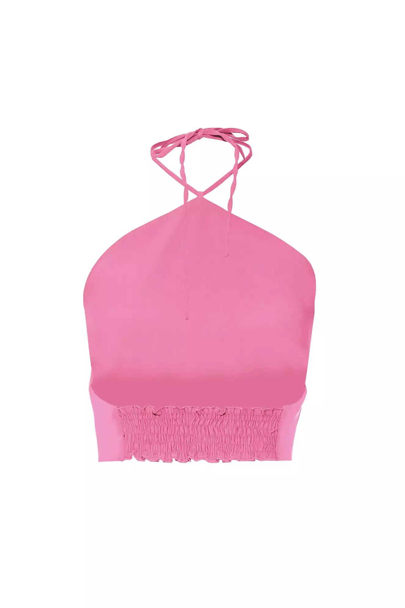 Dried rose crepe sleeveless crop top