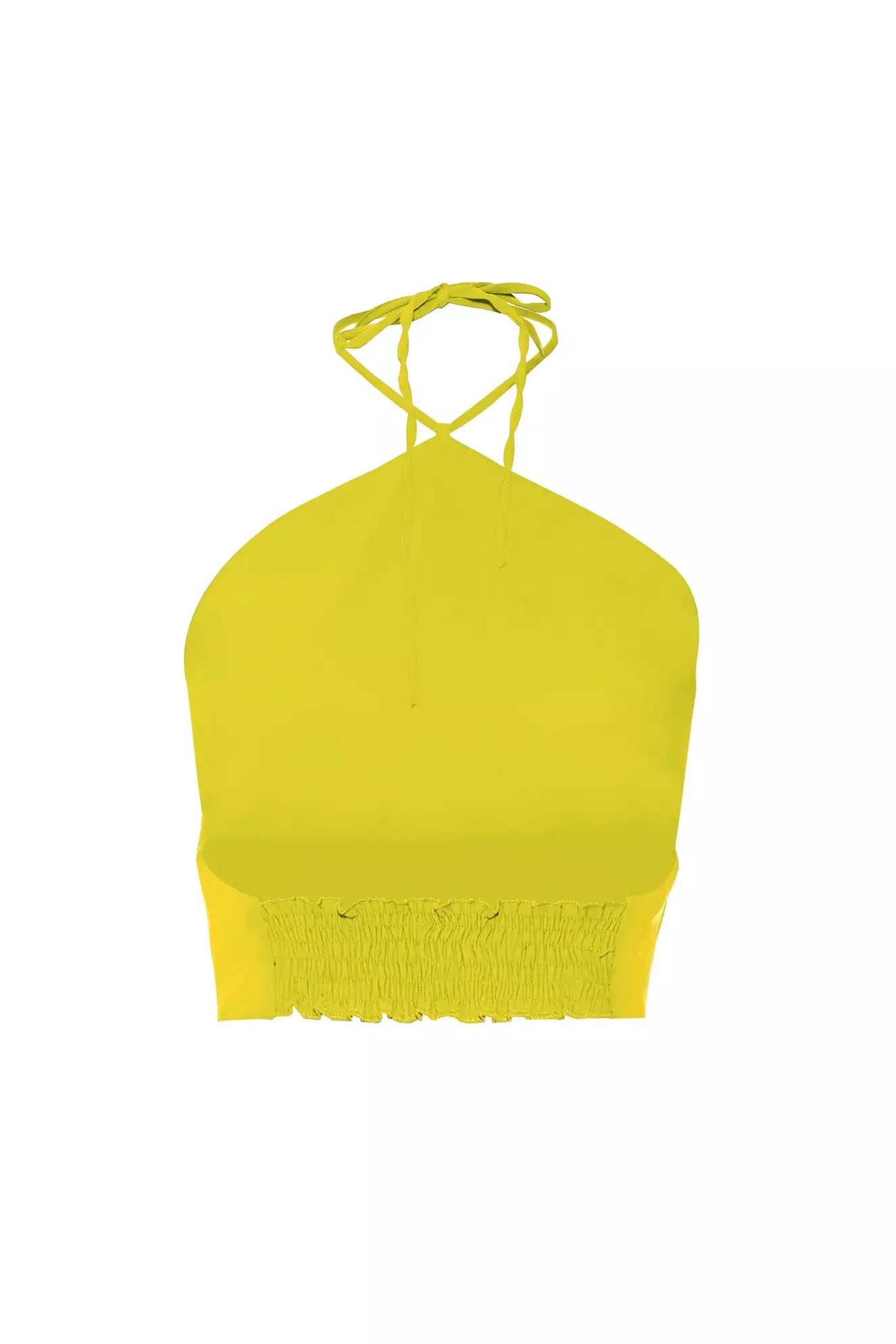 Pistachio green crepe sleeveless crop top