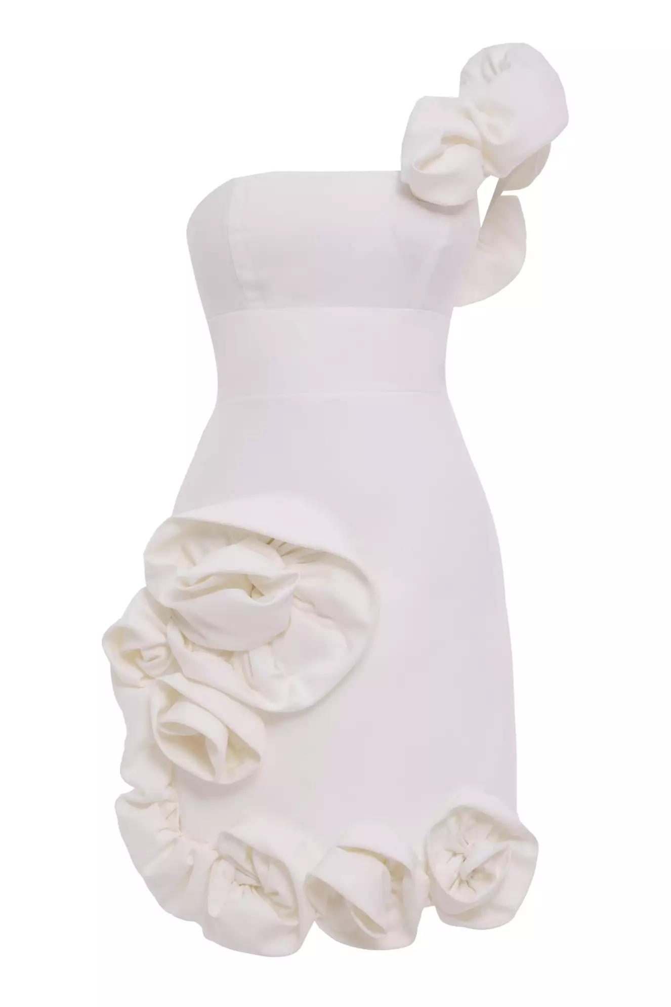 White crepe sleeveless mini dress