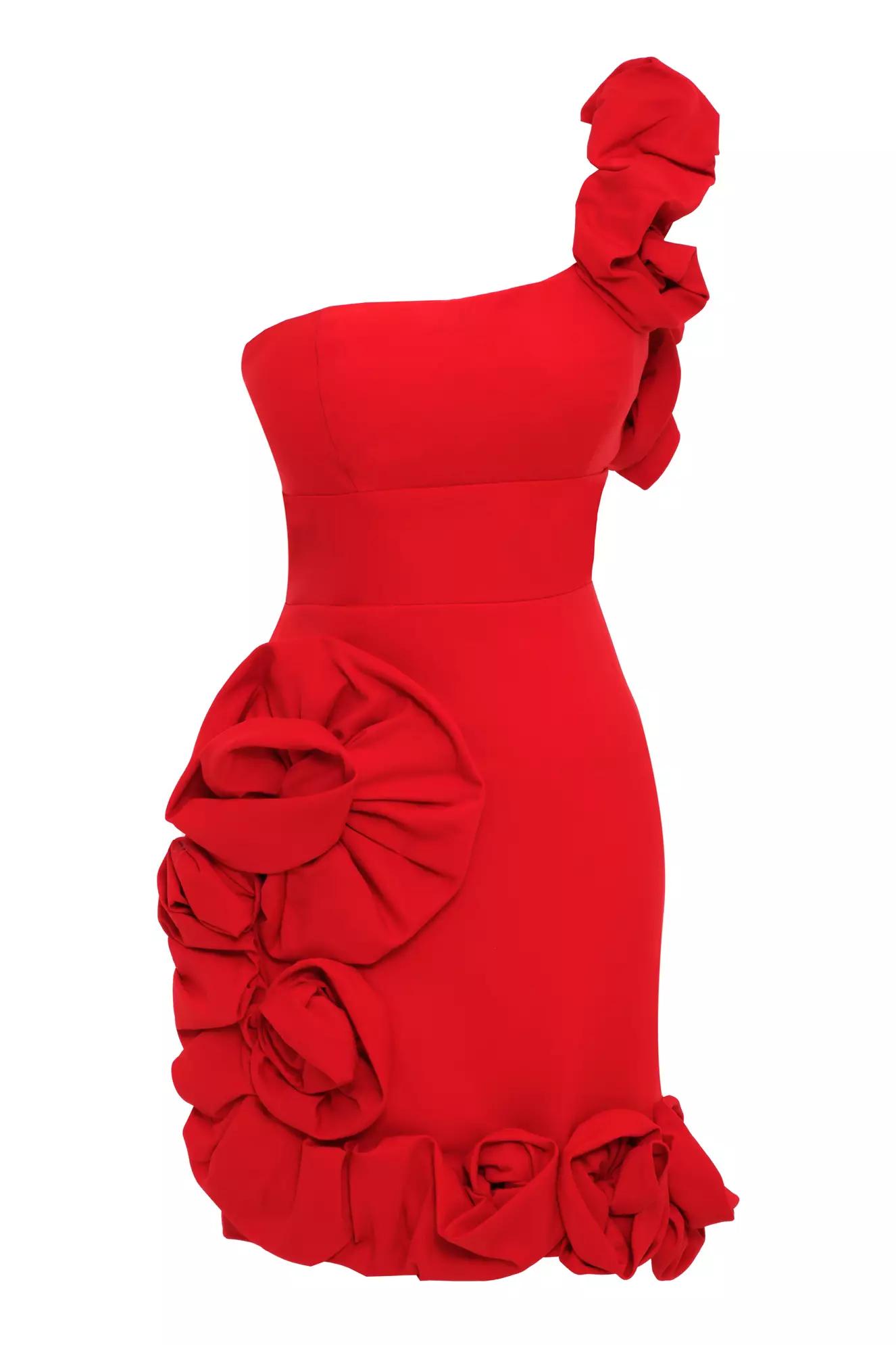 Red crepe sleeveless mini dress