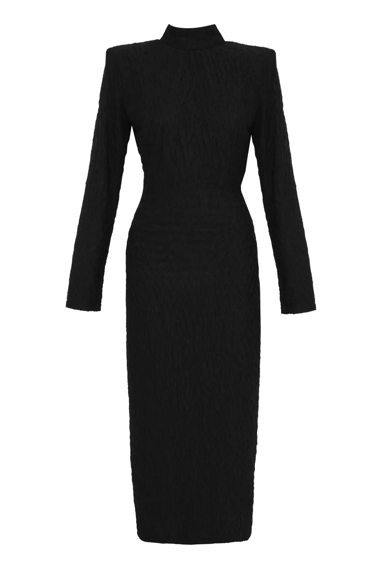 Black sendy long sleeve midi dress