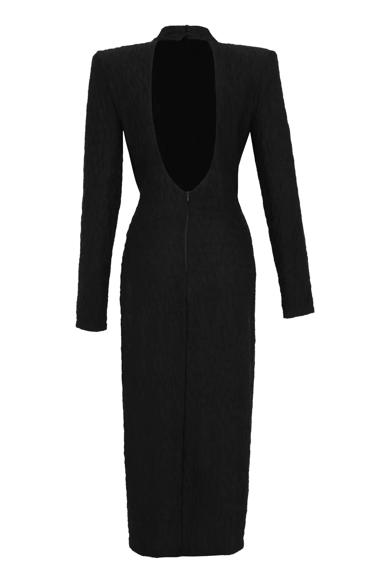 Black sendy long sleeve midi dress