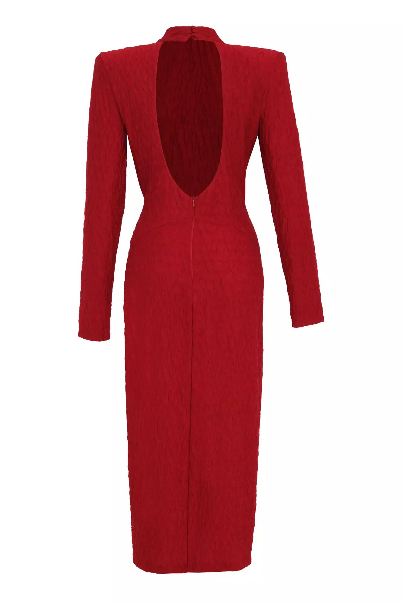 Red sendy long sleeve midi dress