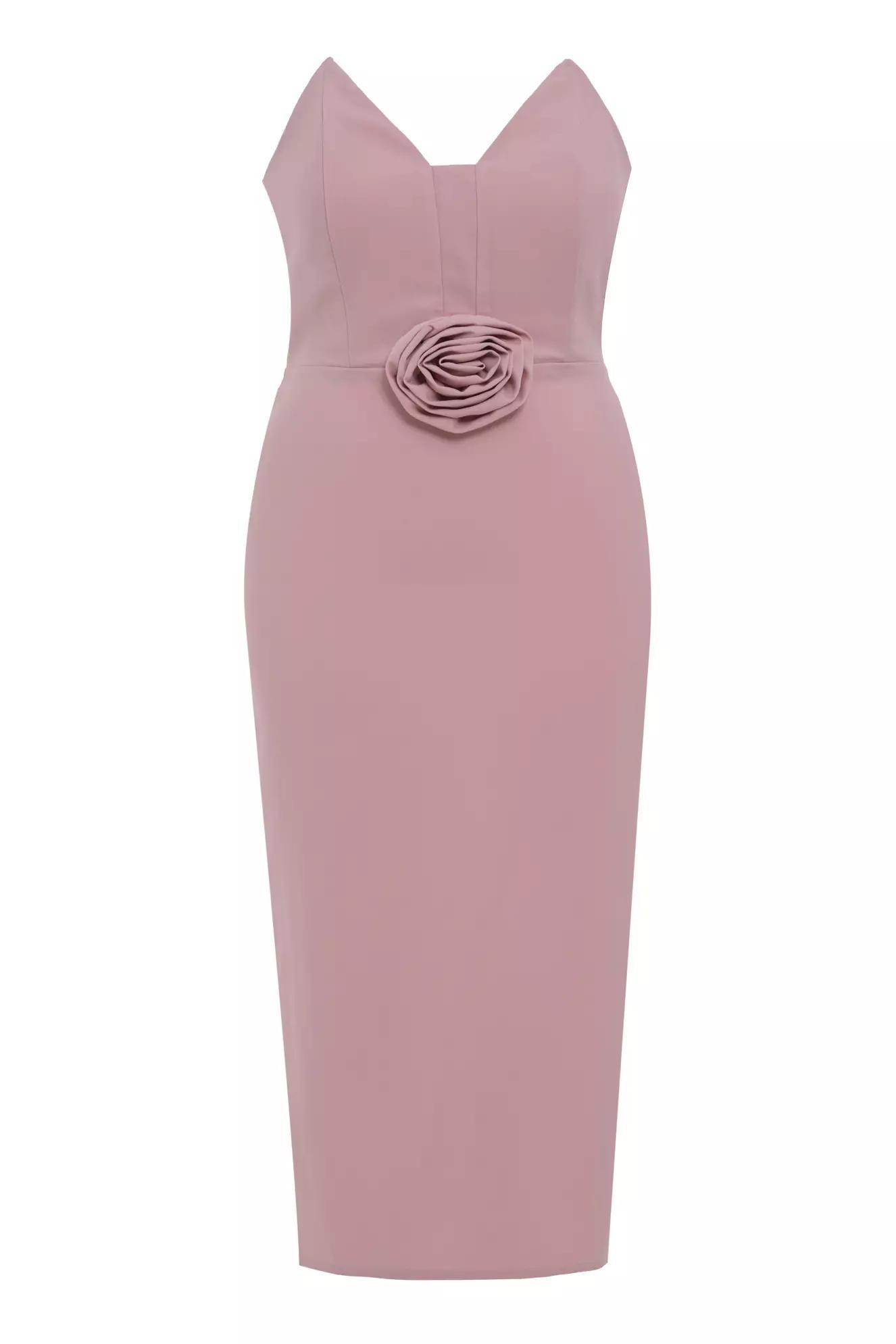 Blush plus size crepe sleeveless midi dress