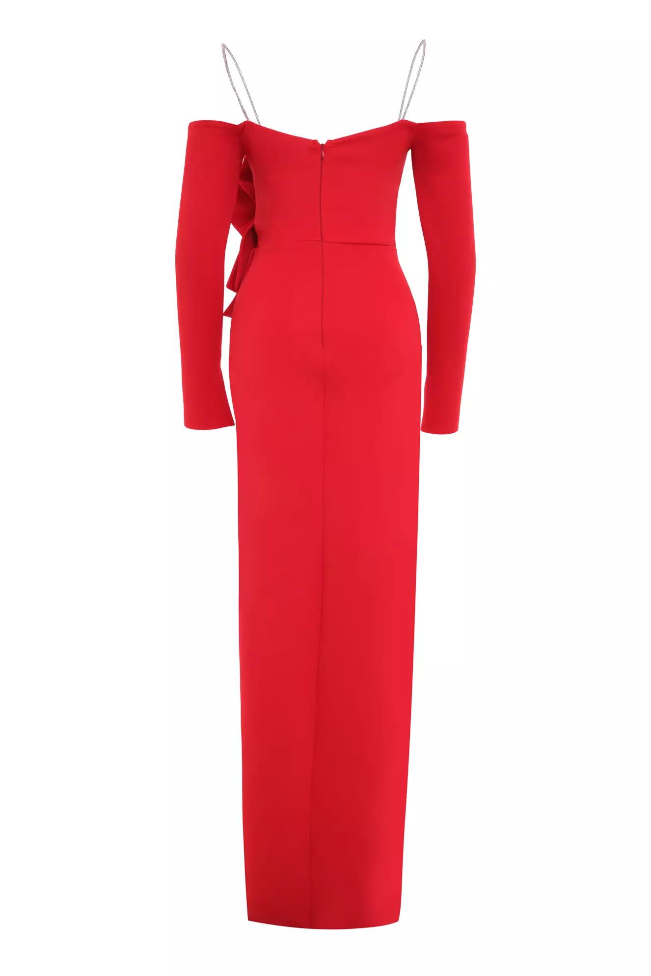 Red dalgic long sleeve long dress