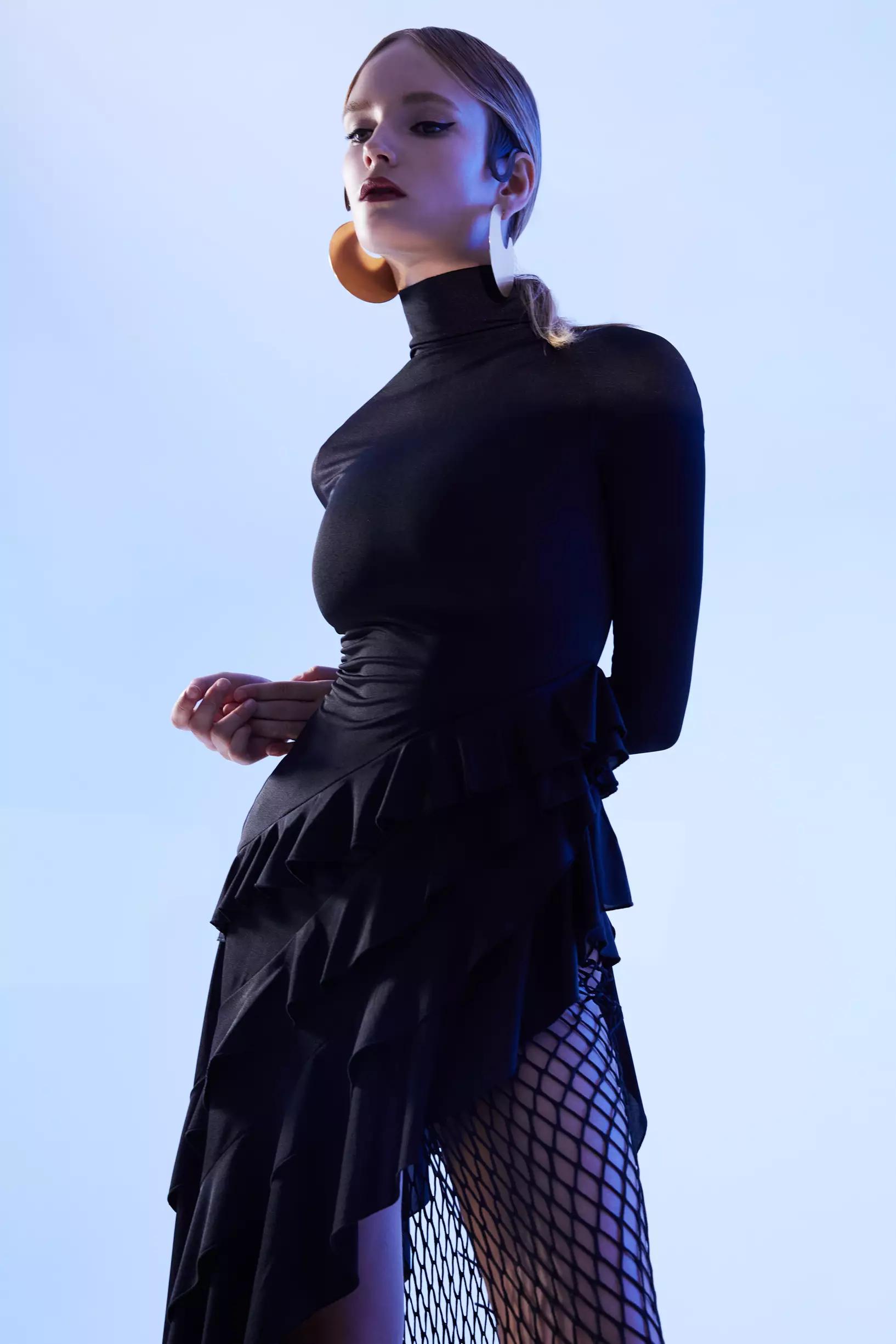 Black sendy long sleeve long dress