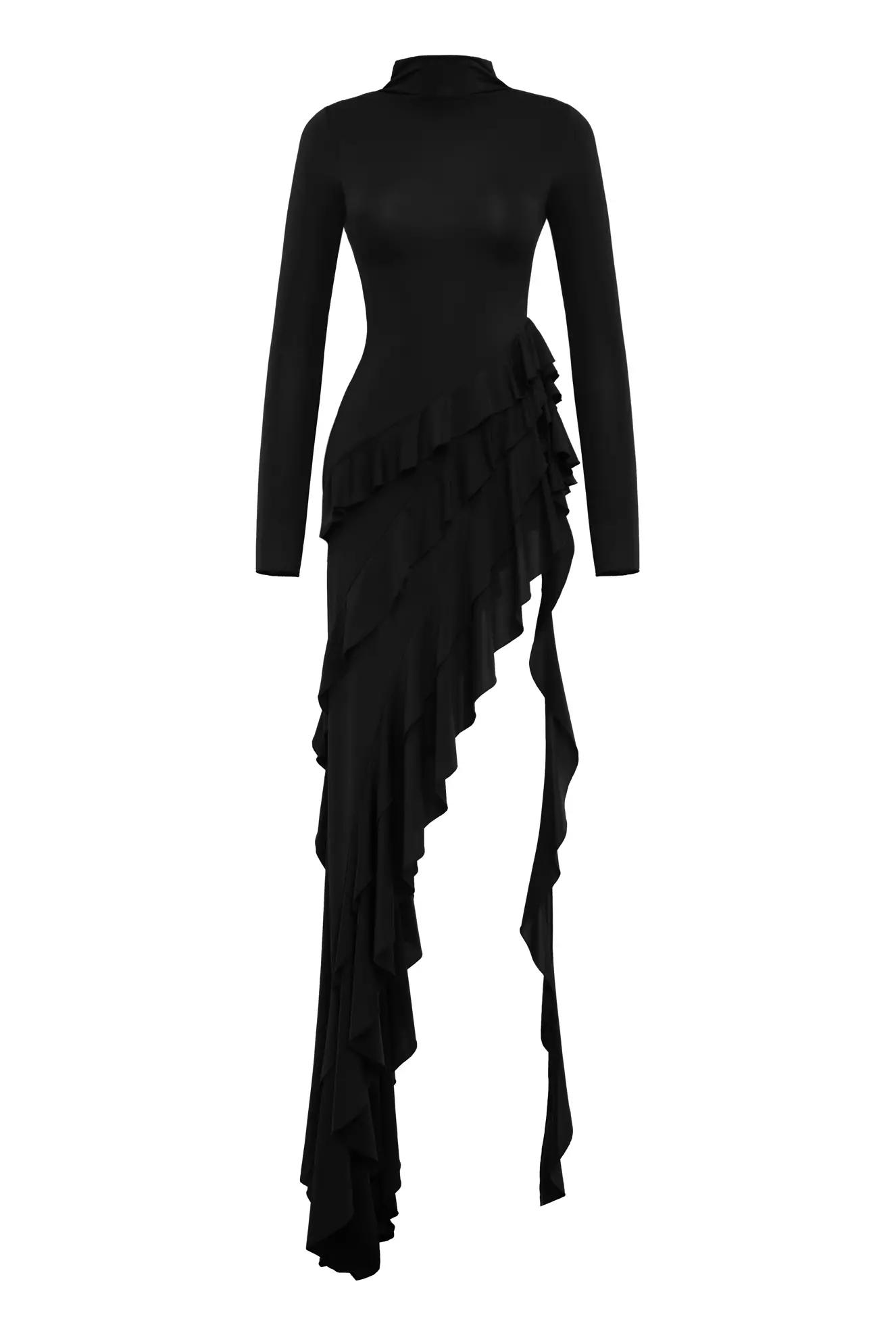 Black sendy long sleeve long dress