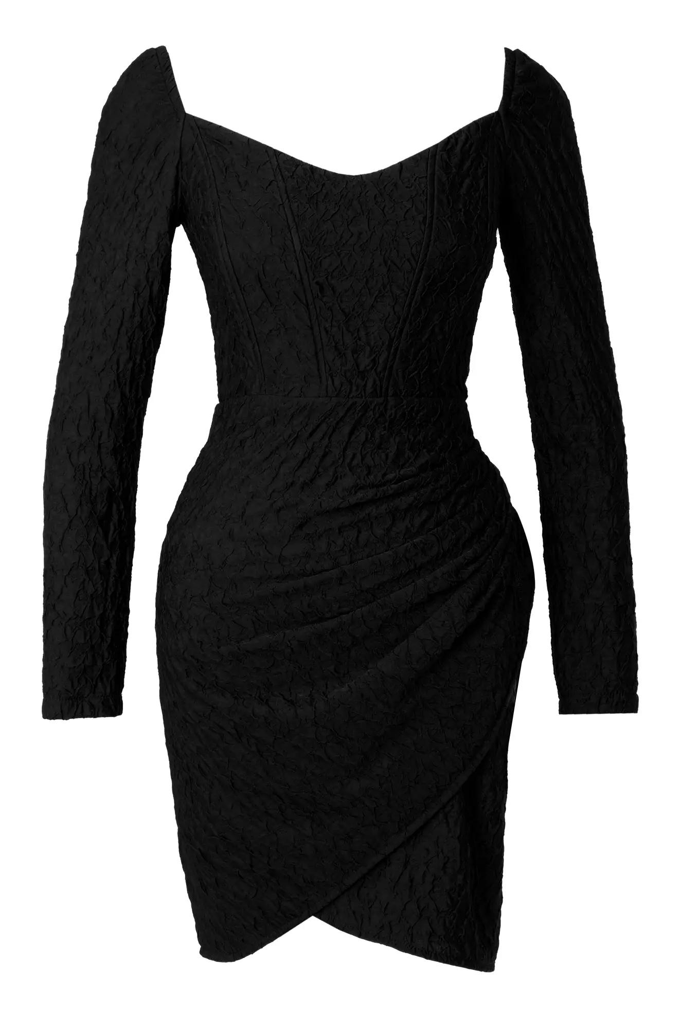 Black sendy long sleeve mini dress