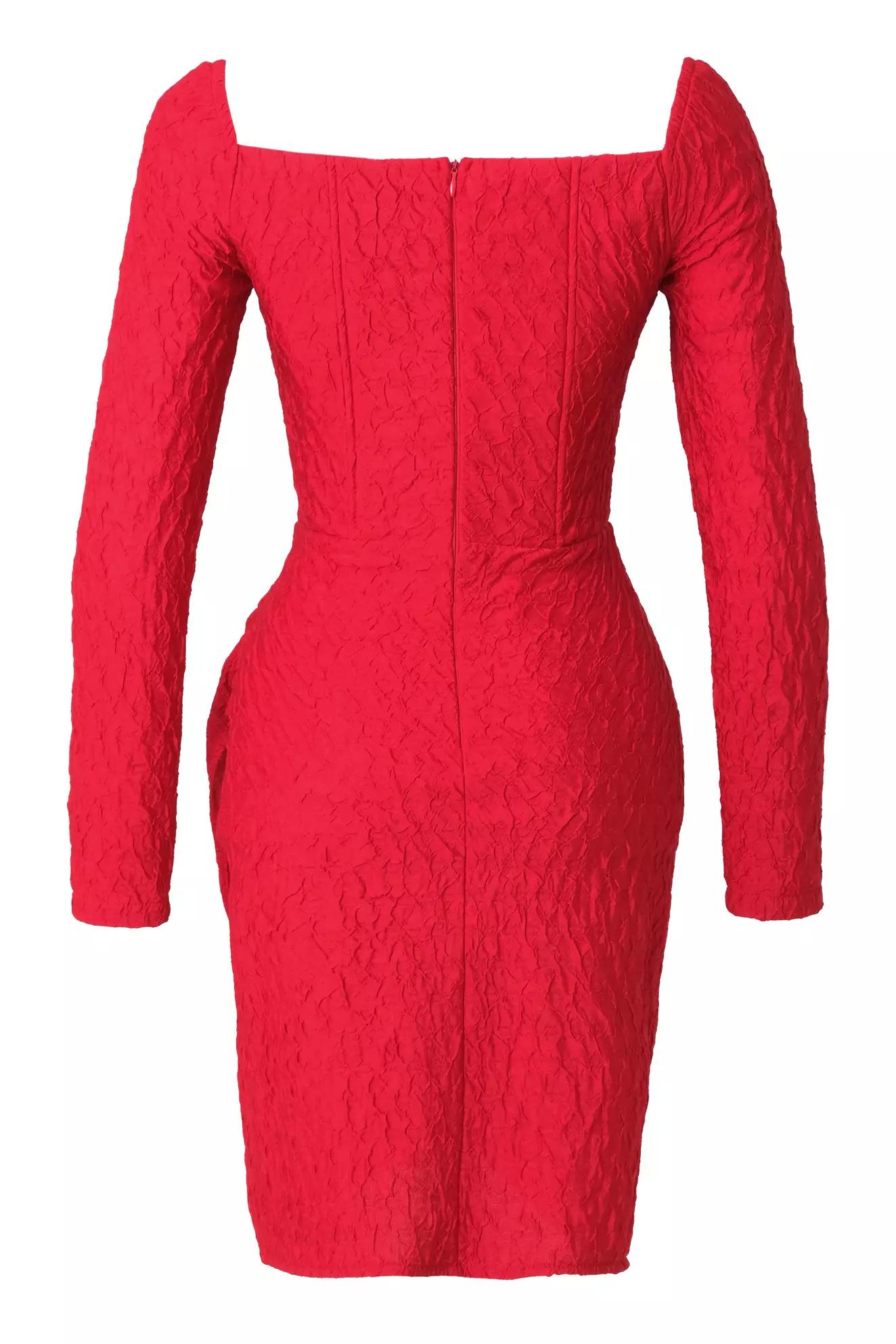 Red sendy long sleeve mini dress