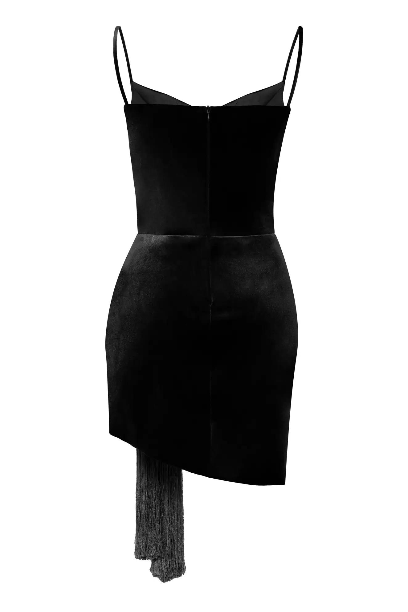 Black velvet sleeveless mini dress