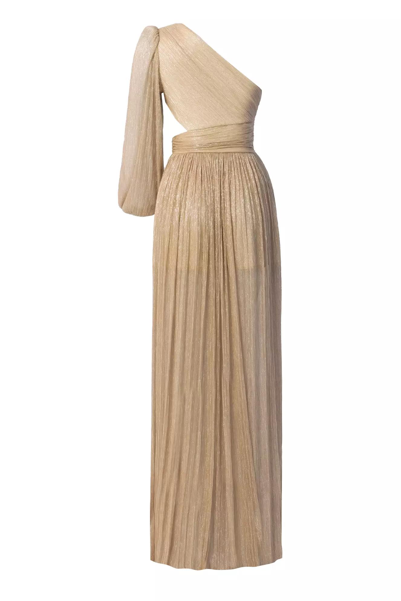 Gold moonlight one arm long dress