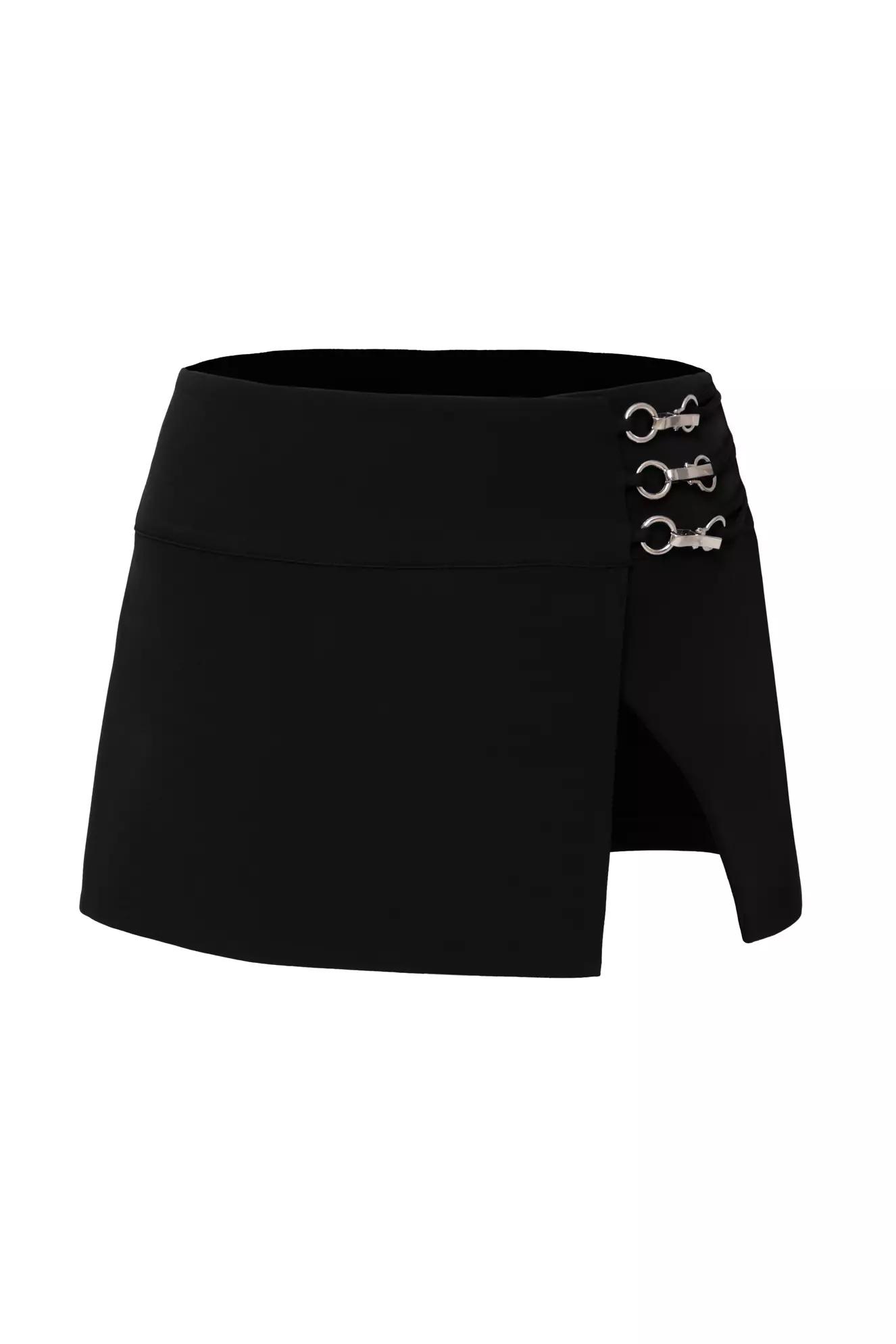 Black crepe mini skirt