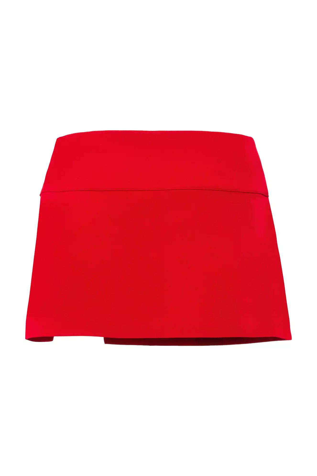 Red crepe mini skirt