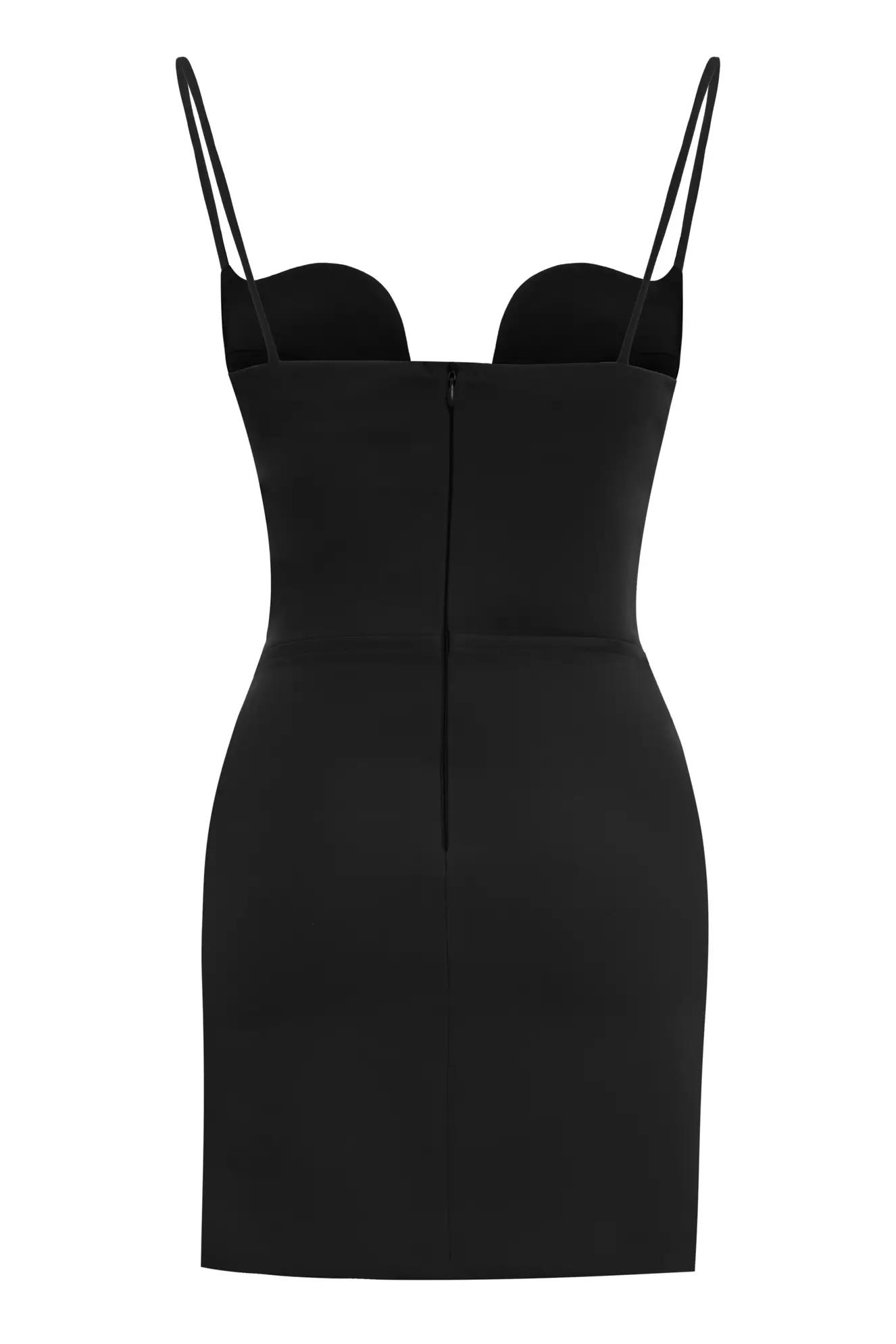 Black crepe sleeveless mini dress