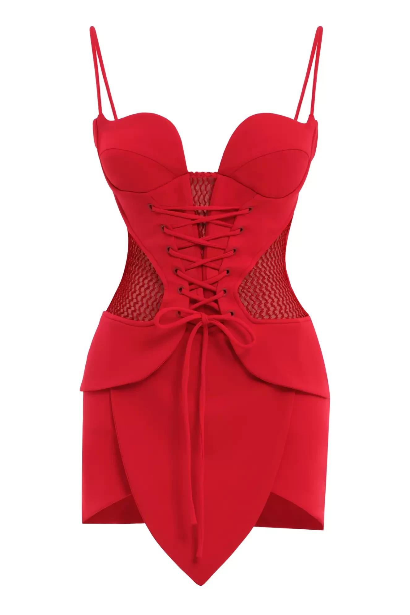 Red crepe sleeveless mini dress