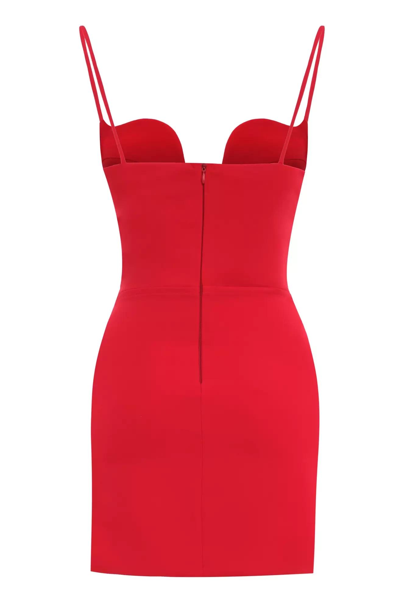 Red crepe sleeveless mini dress