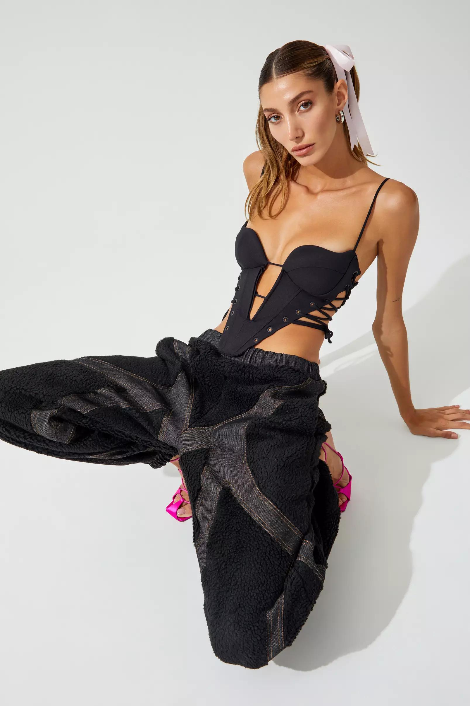 Black crepe crop top