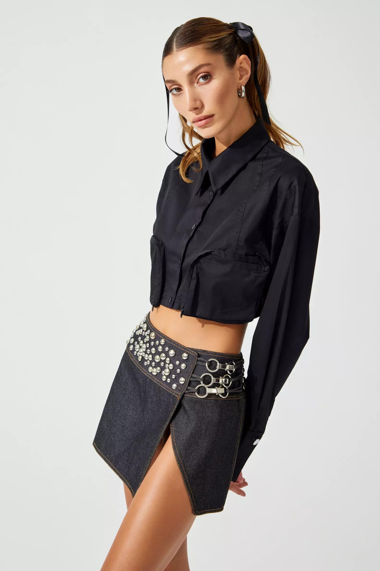 Black kot mini skirt