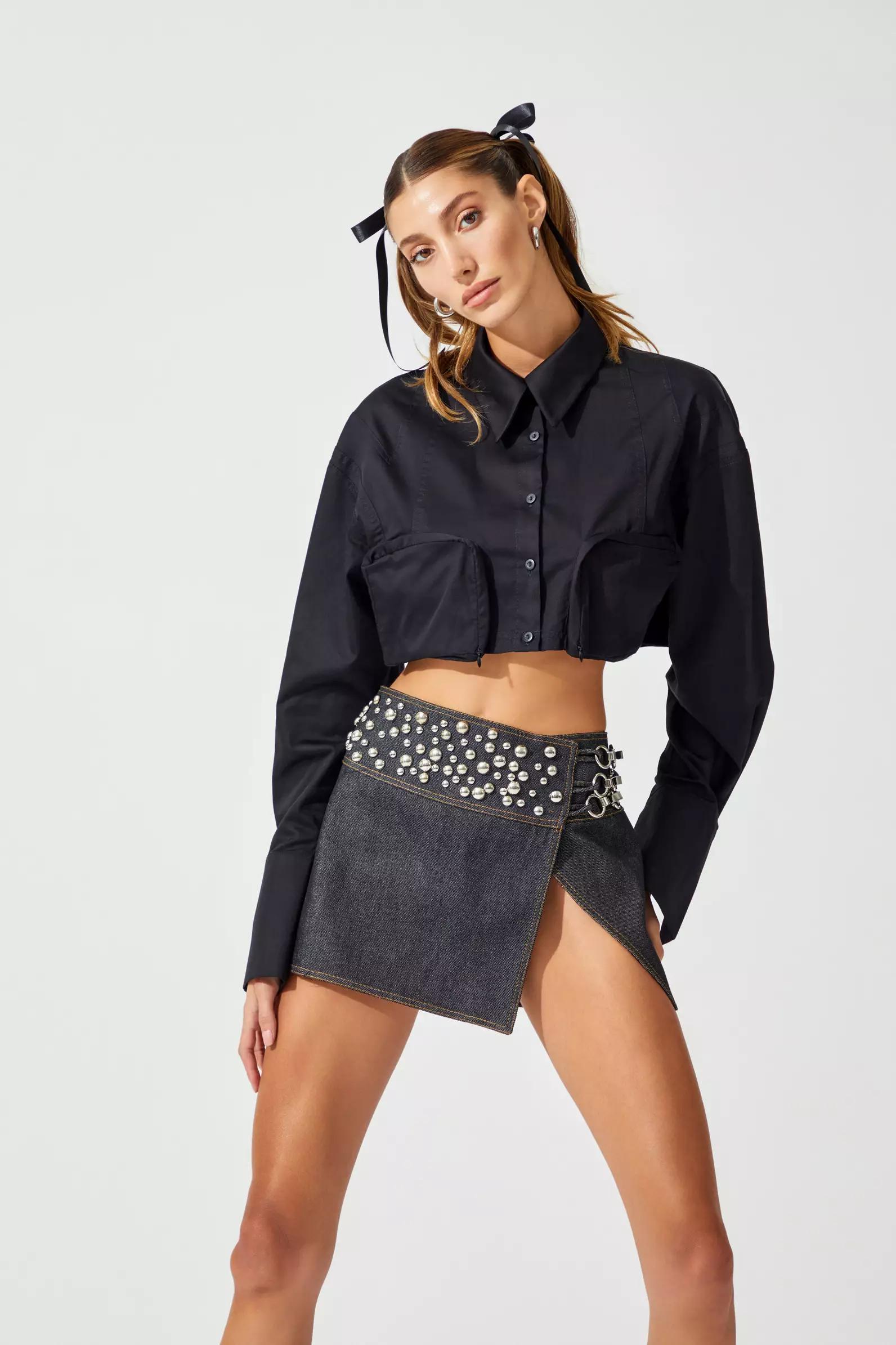 Black kot mini skirt