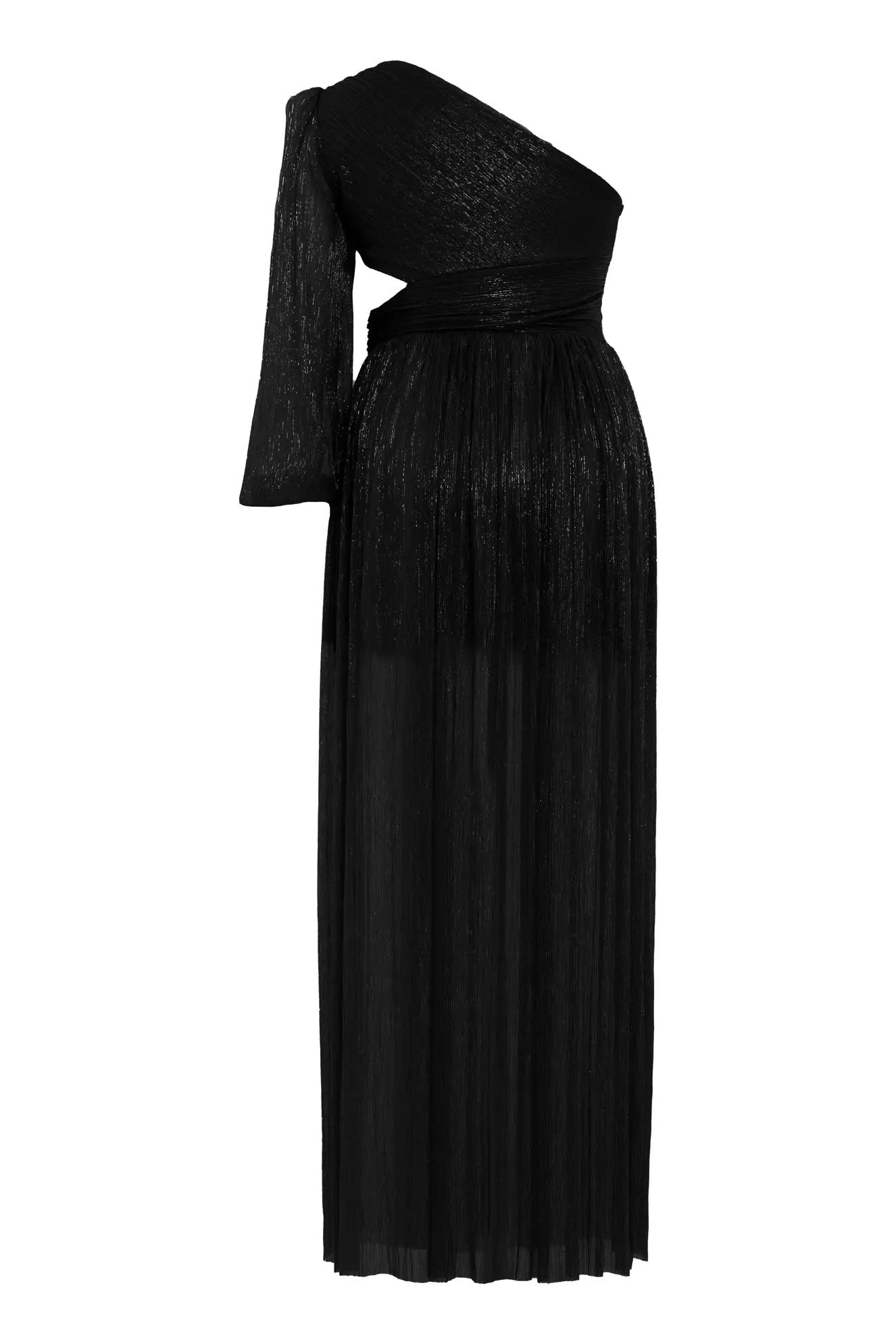 Black plus size moonlight one arm long dress